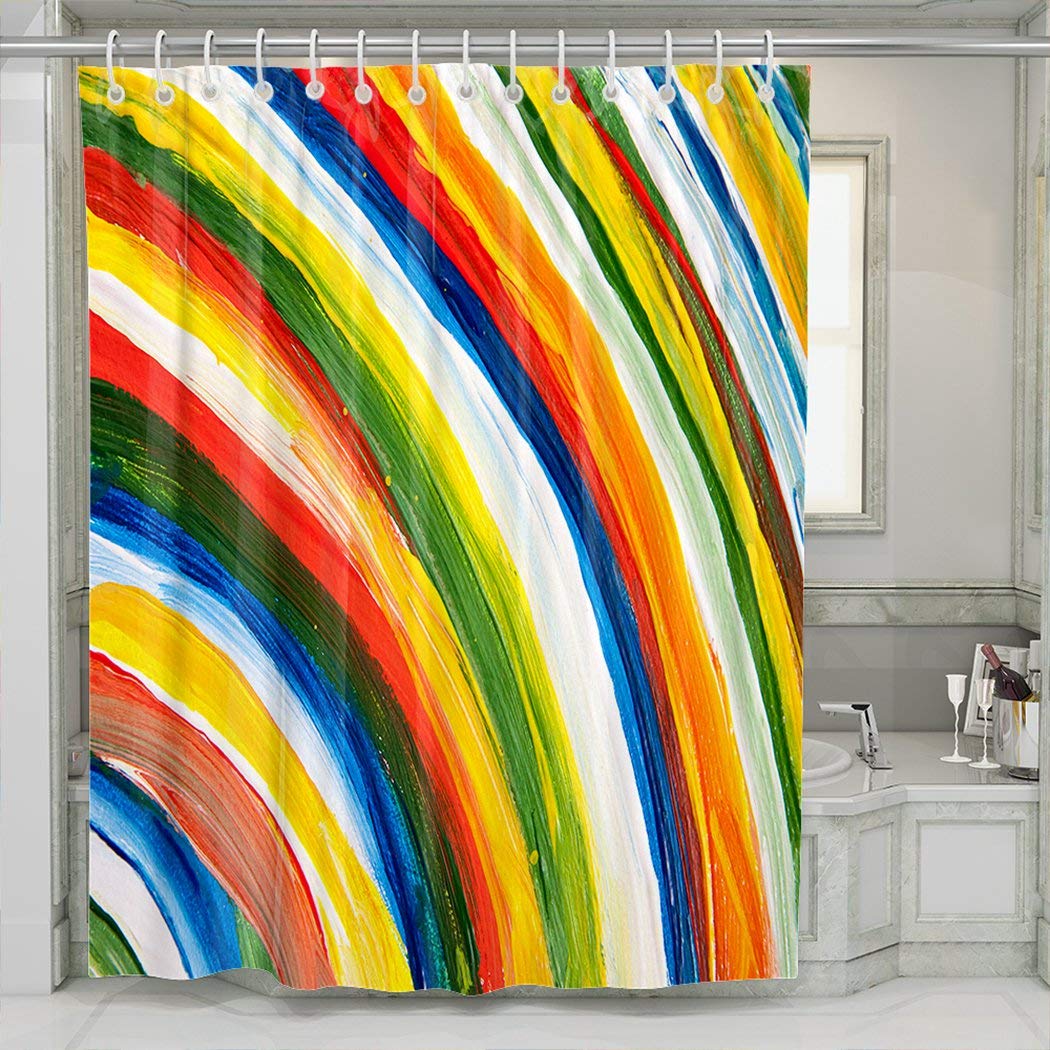KELEMO Abstract Art Graffiti Rainbow Shower Curtain - Waterproof Bathroom Decor 72x84 Inches Extra Long - Perfect for Modern Home, Apartment & Dorm Bathroom Decorations