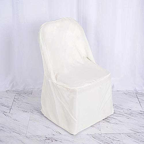 100-Pack Ivory Polyester Folding Chair Covers - Elegant Wedding Reception & Party Decorations - Perfect for Banquets, Bridal Showers, and Special Events