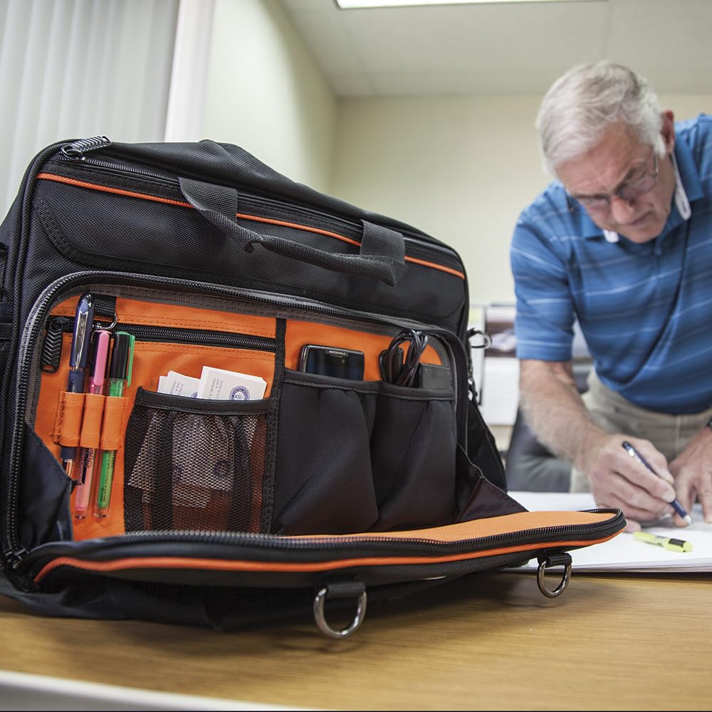 Klein Tools 55455M Professional Tradesman Pro Tech Tool Bag with Laptop Pocket - Durable Black & Orange Work Bag for Electricians, Contractors & Technicians - Perfect for Job Sites, Workshops & Mobile Repairs