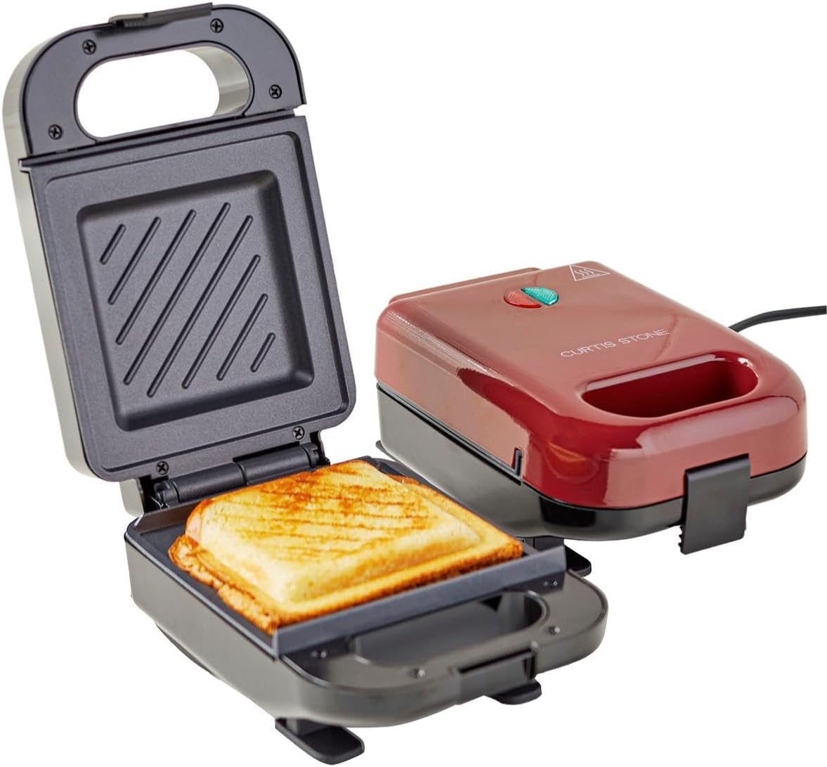 Curtis Stone 2-Pack Stuffed Sandwich Maker Set with Recipe Book & Gift Box - Red (Renewed) | Perfect for Quick Lunches, Picnics & Family Gatherings