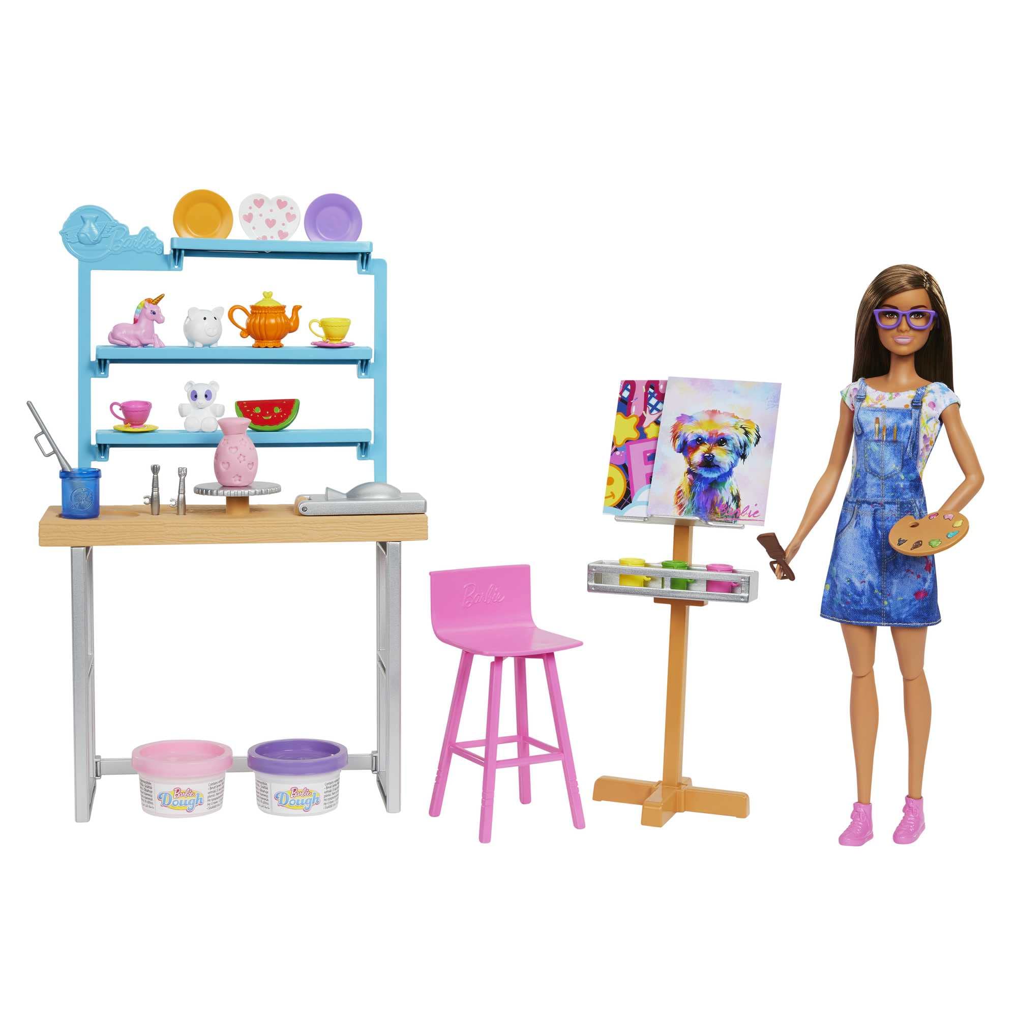 Barbie Relax & Create Art Studio Set - DIY Craft Kit for Kids with Coloring Books, Stickers & Markers - Perfect for Creative Play, Birthday Gifts & Indoor Activities