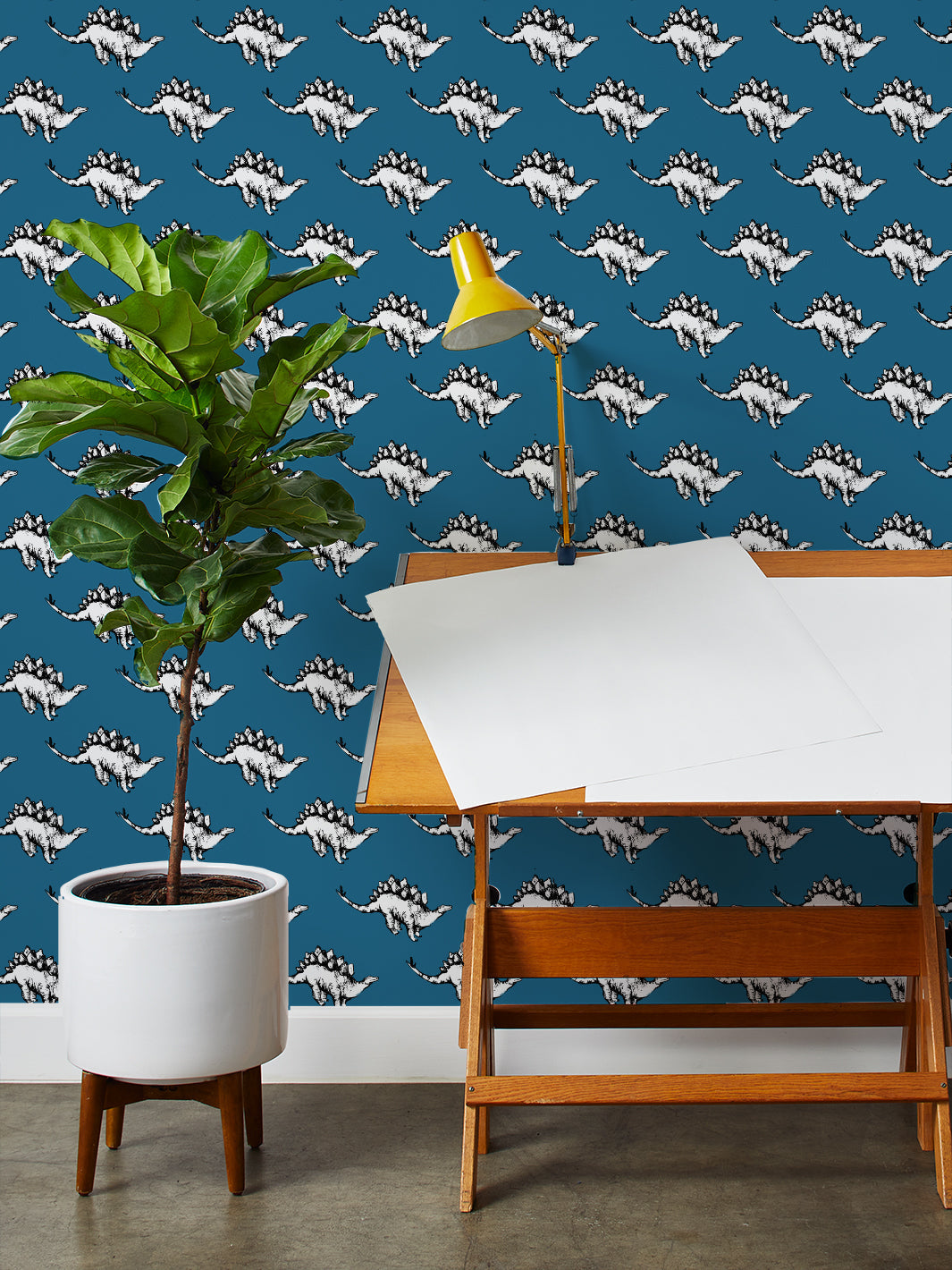 Dinos Wallpaper by Tea Collection - Cadet Blue Dinosaur-Themed Kids Room Decor | Perfect for Nursery, Bedroom & Playroom