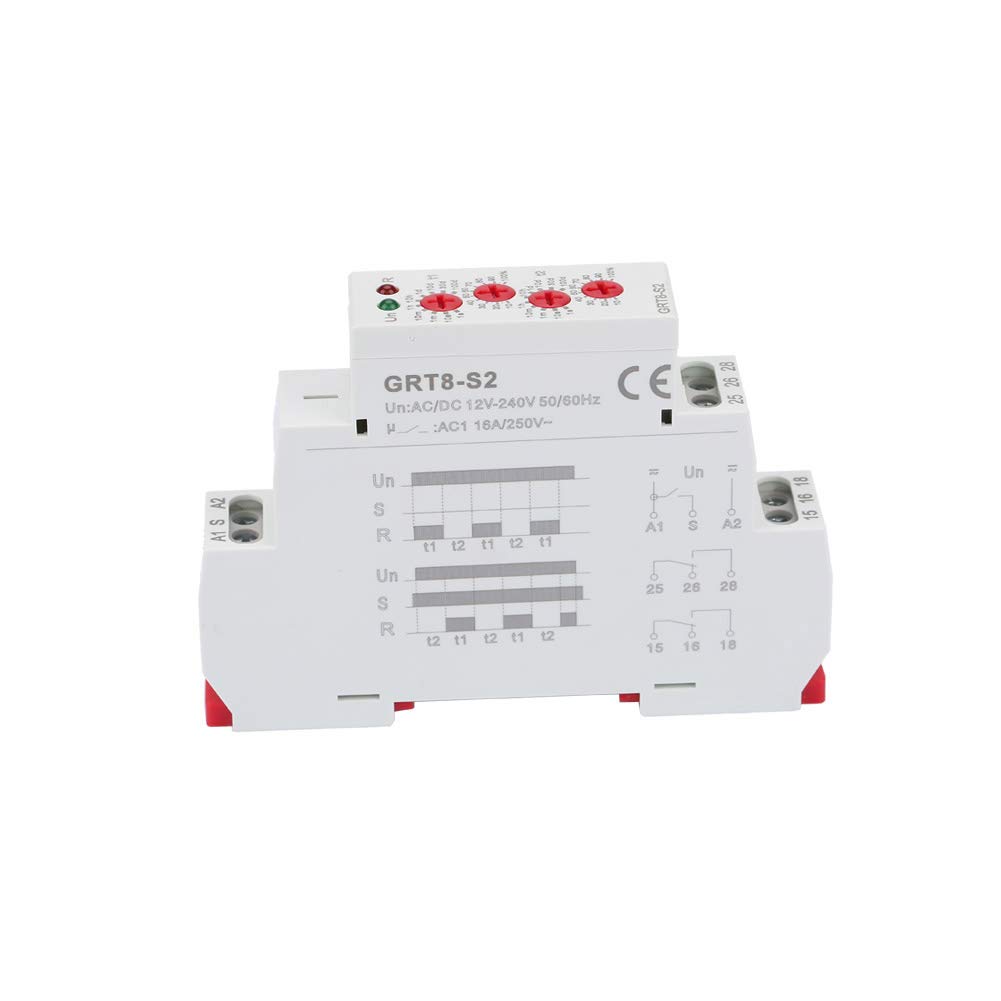 Oumefar Timer Relay Switch AC/DC 12-240V DIN Rail Mount - Mini Asymmetric Cycle Delay ON/Off Control for Industrial Automation, HVAC Systems & Lighting Control