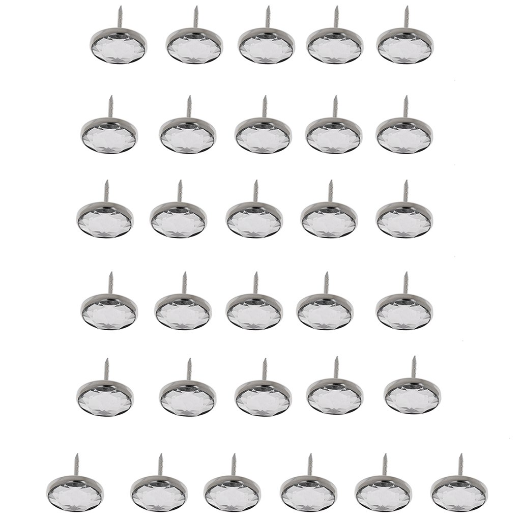MonkeyJack 25-Piece Silver Crystal Diamond Upholstery Nails - 22mm Decorative Tacks for Sofa, Headboard, Wall & Furniture (Perfect for Home Decor & DIY Projects)