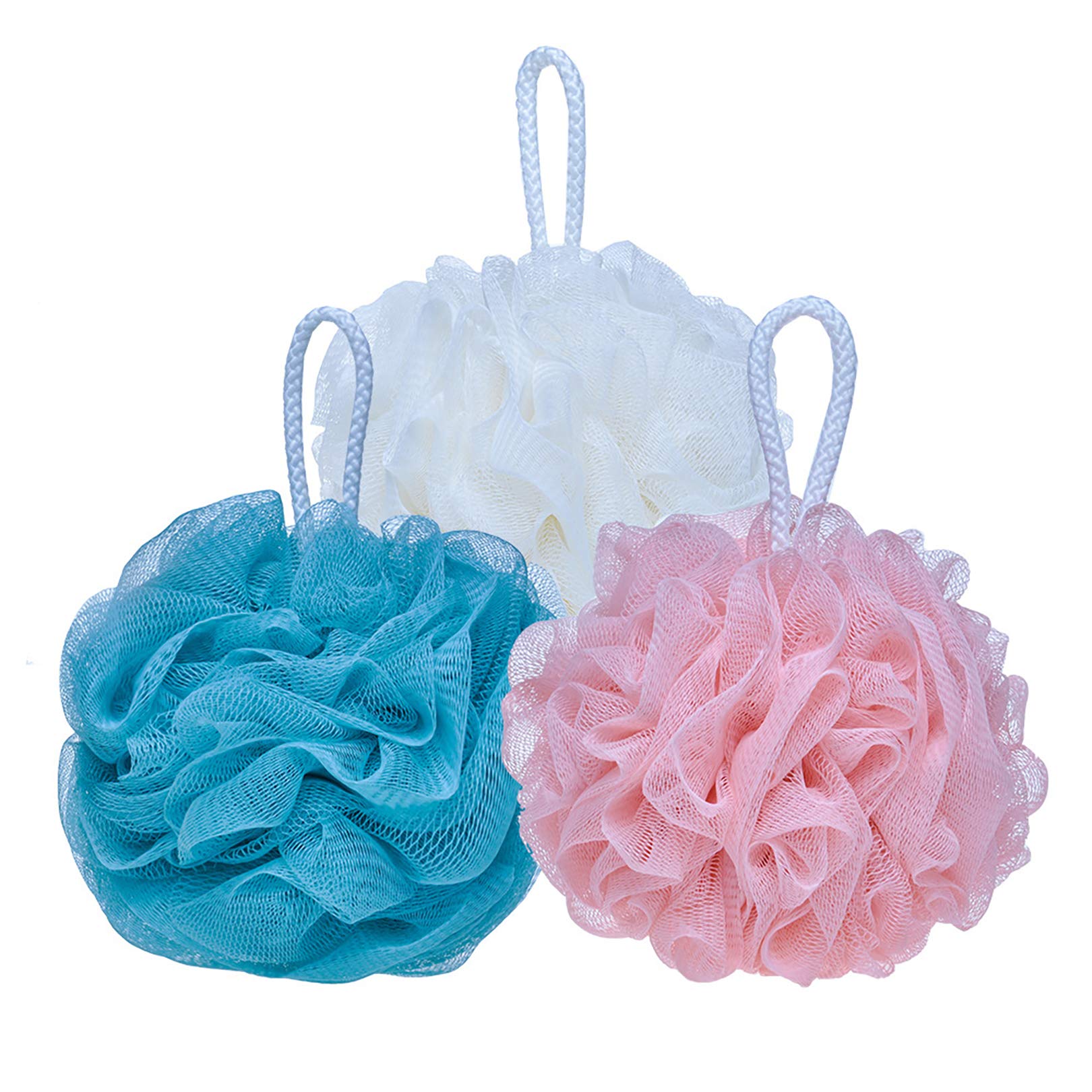 Exfoliating Mesh Pouf Bath Sponge - Shower Ball Pom for Deep Cleansing & Skin Renewal - Perfect for Daily Shower, Spa Day, and Gentle Body Exfoliation