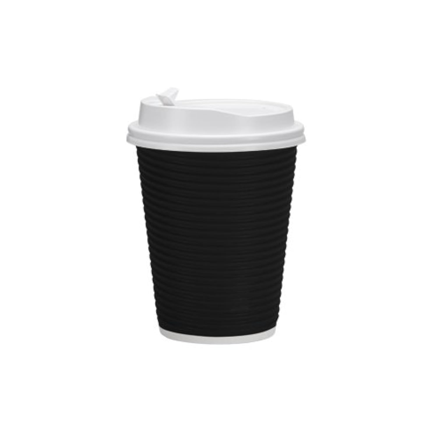 Nicole Home Collection 12 oz Double-Walled Insulated Ripple Paper Coffee Cups with Lids - Pack of 30, Black - Hot Beverage Travel Mug for Office, Cafe & Home Use