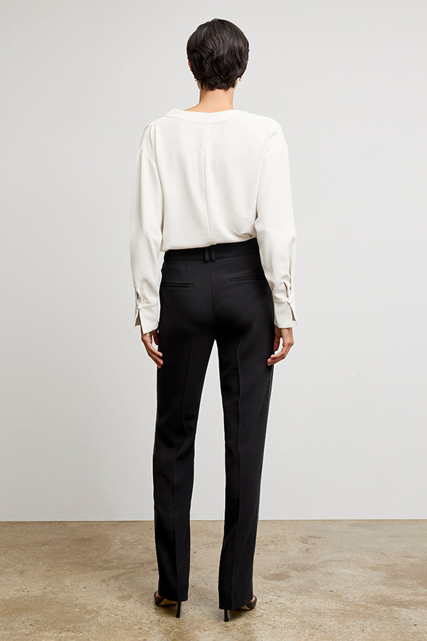 Lowen Jetset Pant - Everyday Stretch Crepe Pants with Topstitch Detail in Black | Comfortable Work Pants & Travel Pants for Women