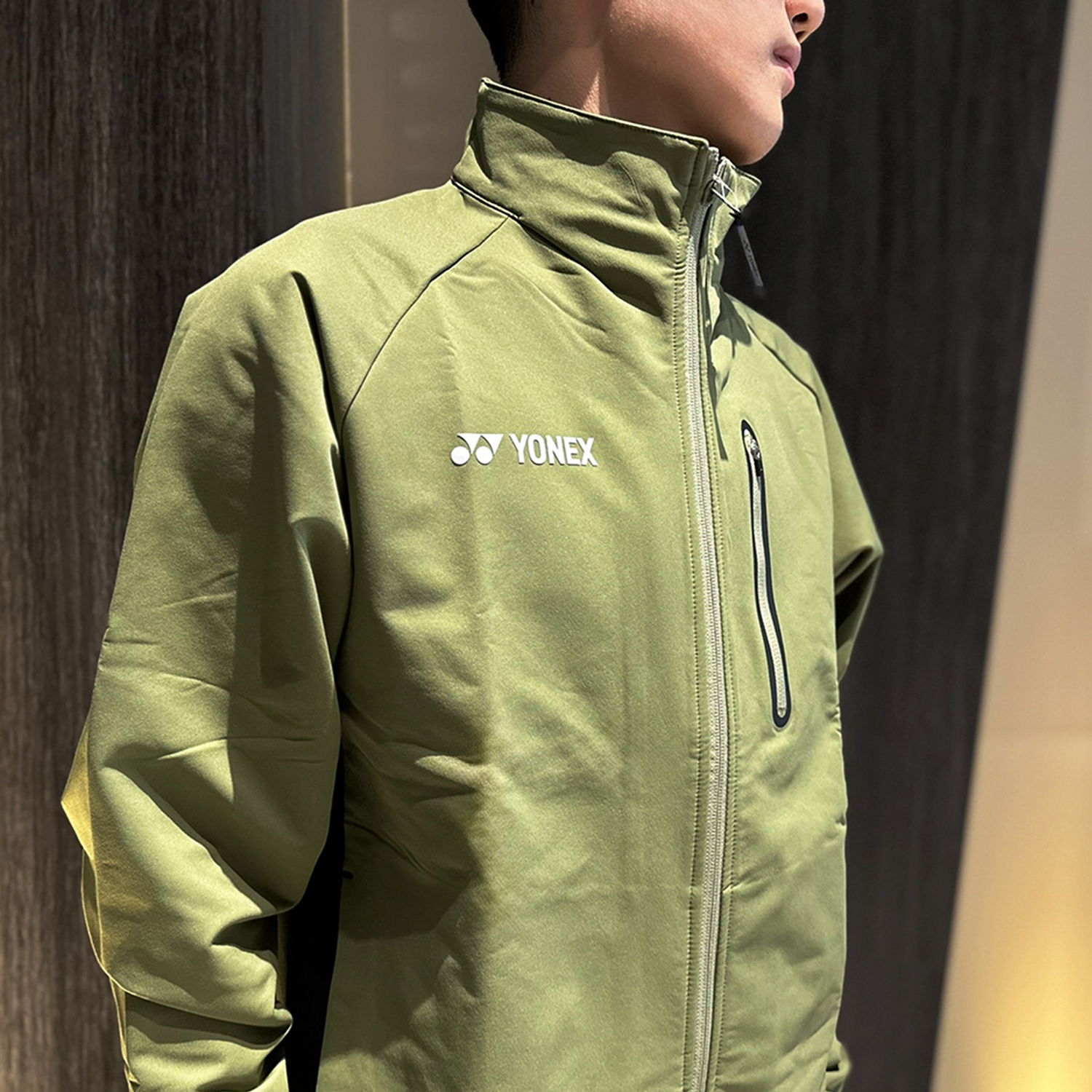 Yonex Men's Warm Up Jacket 50148 - Light Olive Green Athletic Jacket for Tennis, Golf & Outdoor Sports | Breathable & Comfortable Training Wear