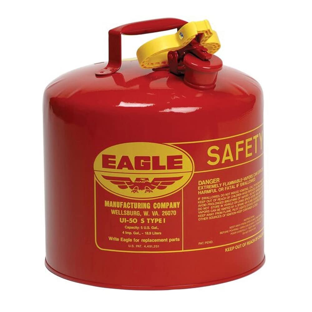 Eagle UI-50-S Type I Safety Gas Can Without Funnel - OSHA Compliant Fuel Container for Gasoline Storage - Perfect for Garage, Workshop & Emergency Preparedness