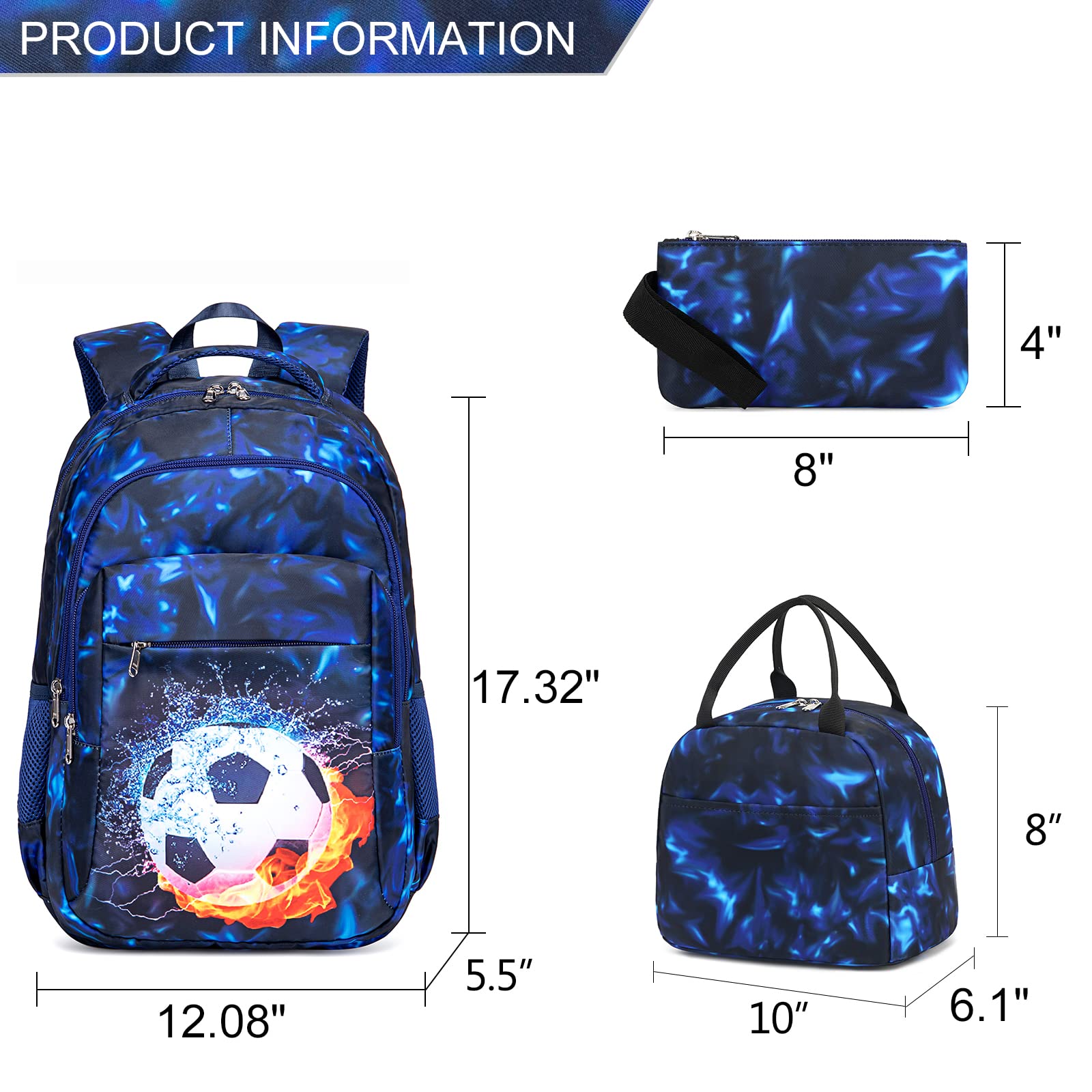 LEDAOU Kids Backpack for Boys - Durable School Bookbag with Lunch Box & Pencil Case Set - Perfect for School, Travel, and Outdoor Activities
