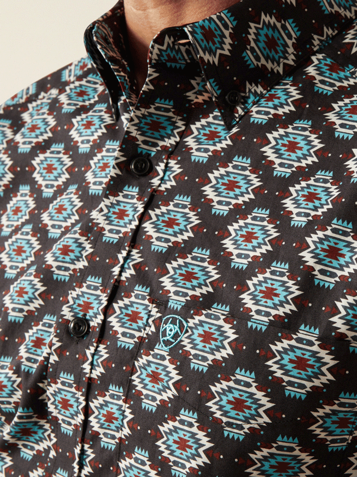Ariat Men's Paige Fitted Shirt - Black Western Style Long Sleeve Button Down for Casual Wear & Outdoor Activities