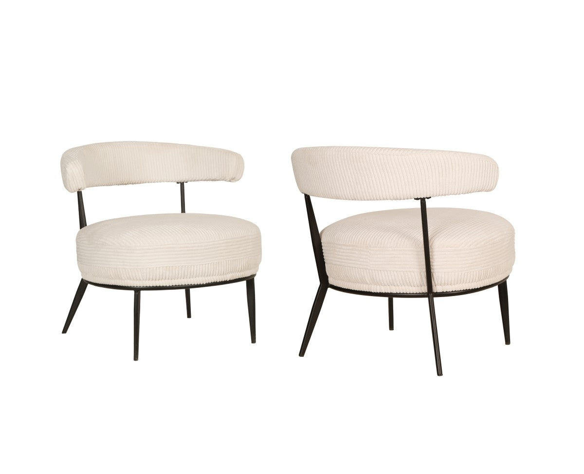 Modern Cream Accent Chair - Soft Upholstered Living Room Armchair for Home, Office & Lounge - Comfortable Reading Chair with Sturdy Metal Legs