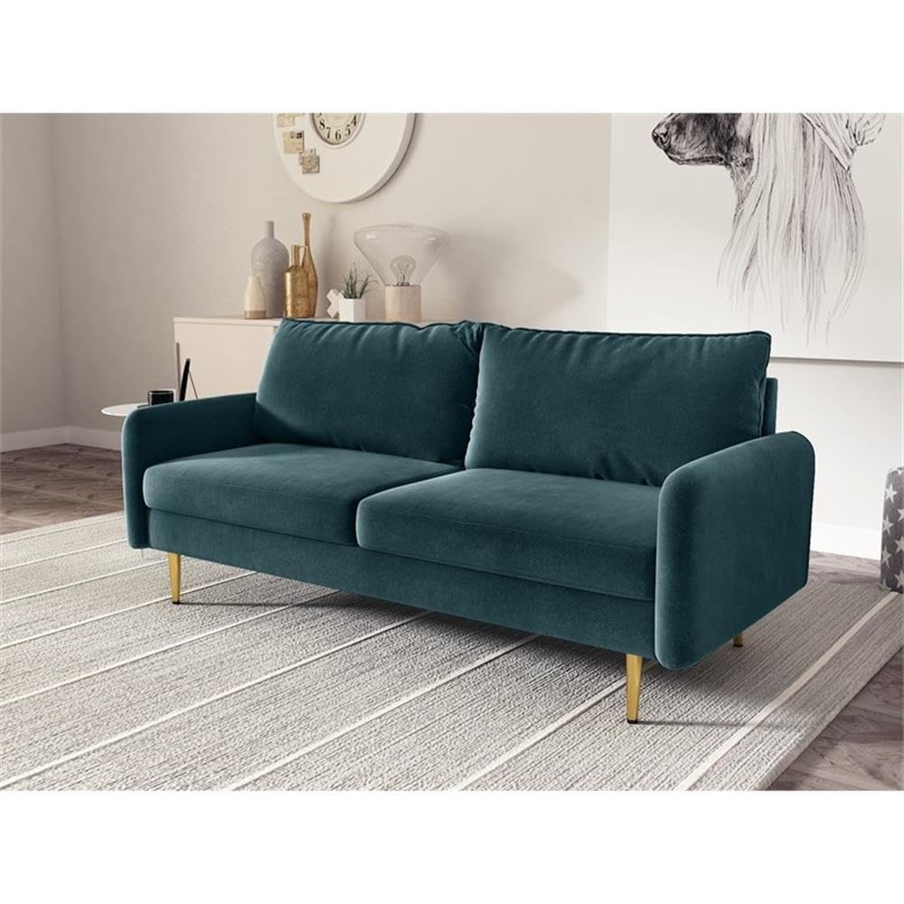 Premium Velvet Living Room Sofa in Prussian Blue - Luxurious Comfort for Modern Home & Apartment Decor | Perfect for Lounging, Entertaining & Relaxing