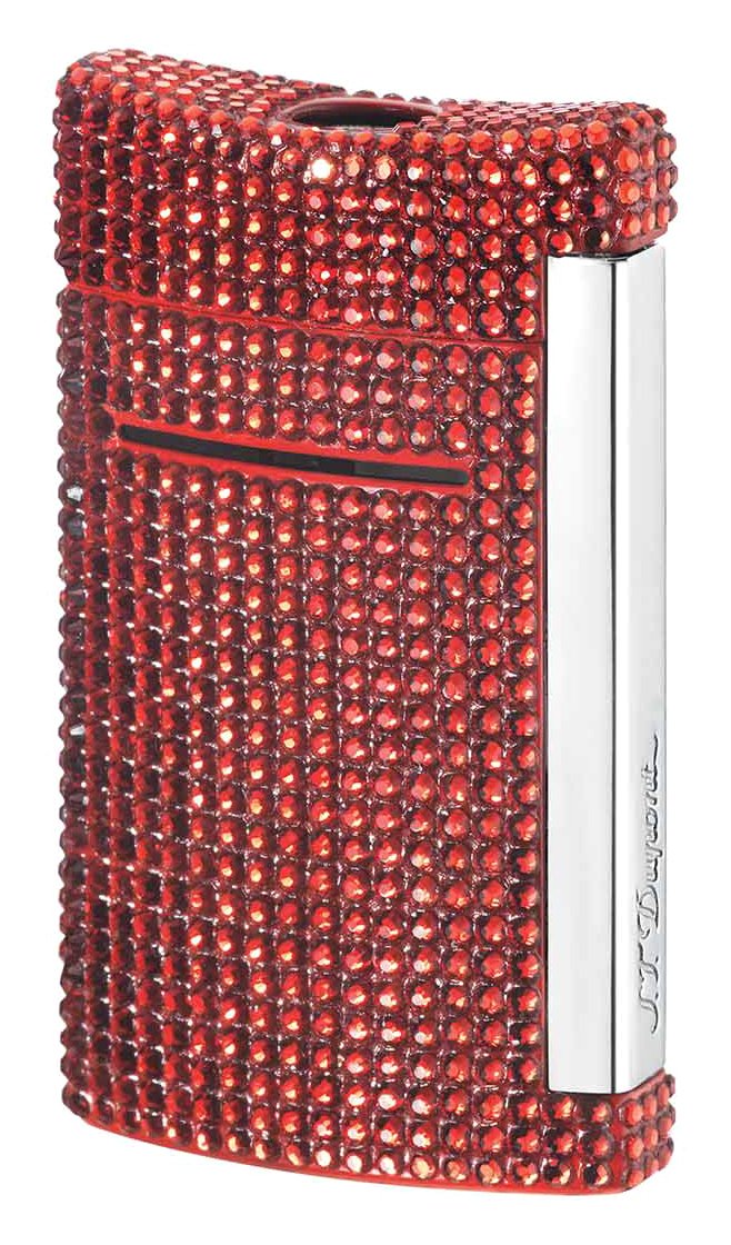 S.T. Dupont Full Red Swarovski Crystal Mini Jet Lighter - Luxury Gift for Men & Women, Perfect for Weddings, Parties & Collectors