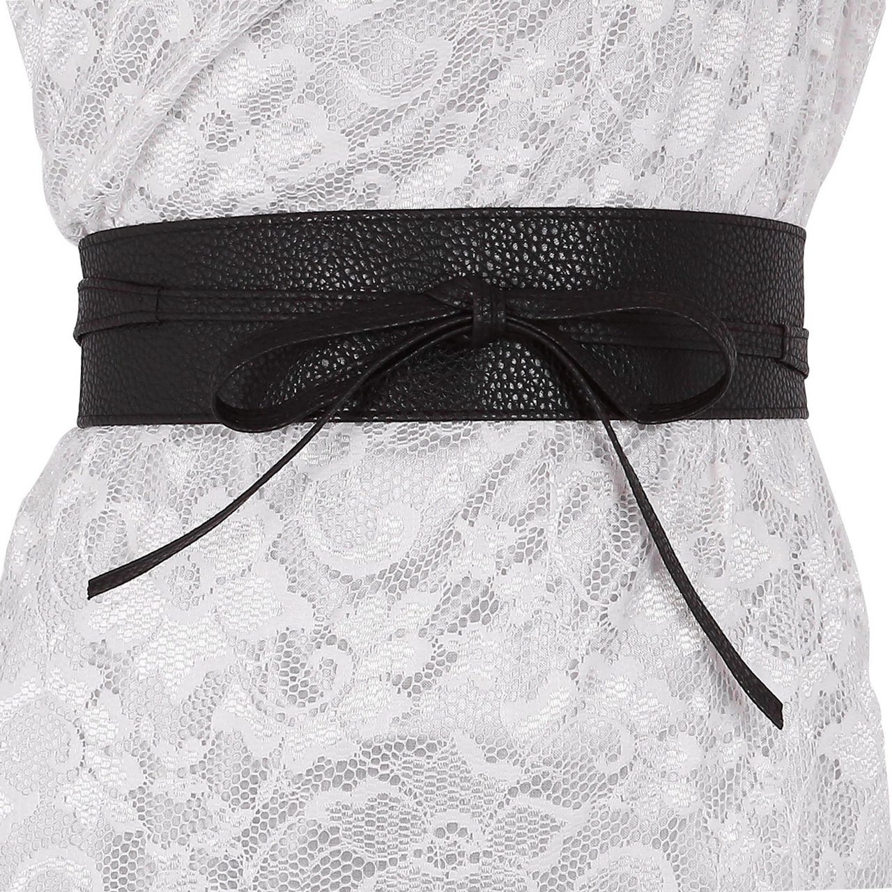 Ayliss Women's Soft PU Leather Obi Belt - Self-Tie Wrap Cinch Belt with Fashion Bowknot - Adjustable Waistband for Dresses & Jumpsuits - Perfect for Weddings, Office Wear & Casual Outfits