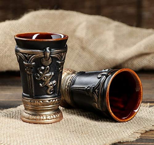 Brave Spirit Gun Decanter Set 600ml with 4 Shot Glasses - Ceramic Whiskey Flask for Alcohol, Vodka, Tequila, Bourbon, Scotch, Gin - Unique Liquor Gift for Men - Perfect for Home Bars, Parties & Gifts (19.7 x 7 x 3.1 inches)