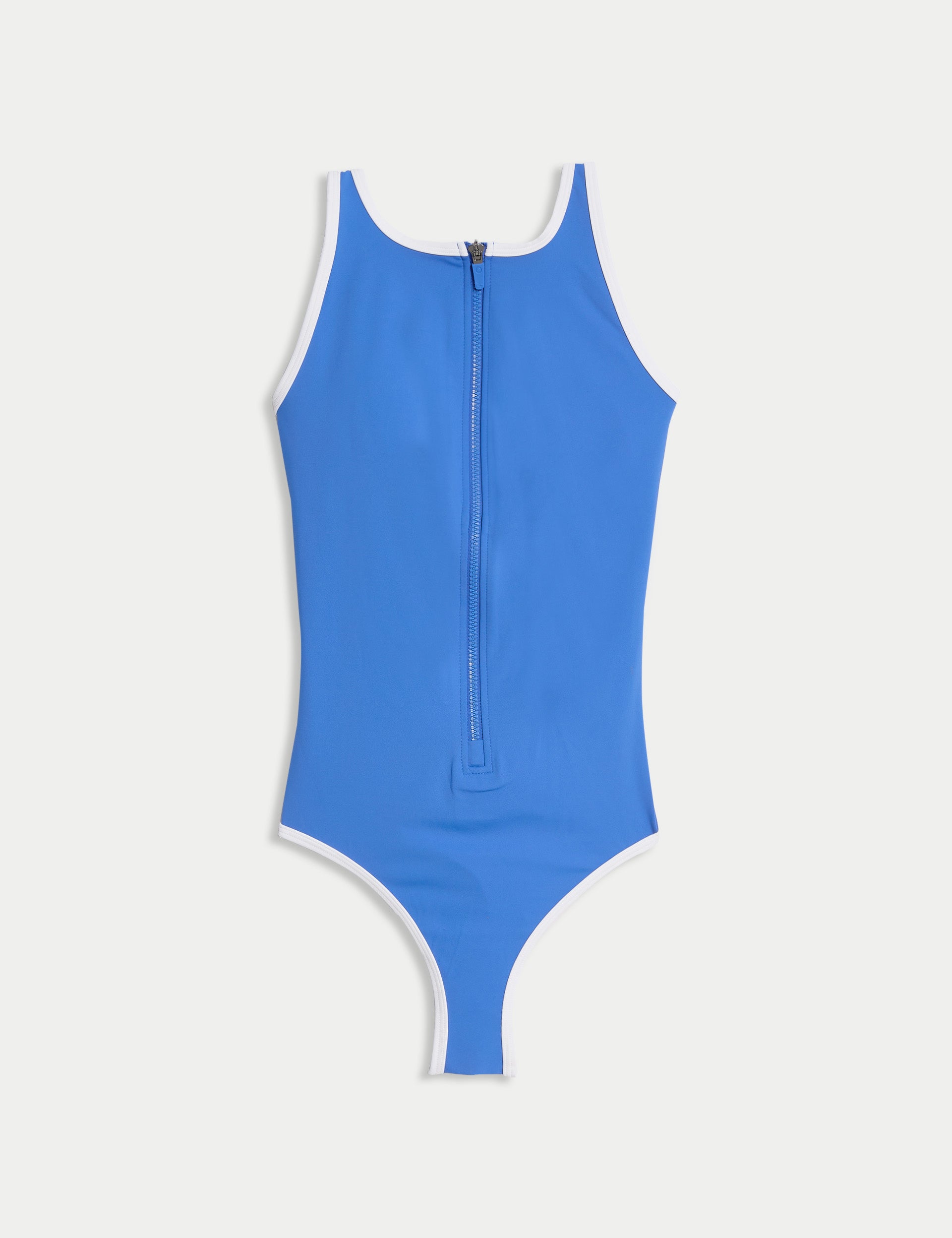 Tummy Control Padded Zip Up Scoop Neck Swimsuit for Women - Slimming One Piece Bathing Suit with Built-in Bra - Cobalt Blue - Perfect for Beach, Pool & Vacation
