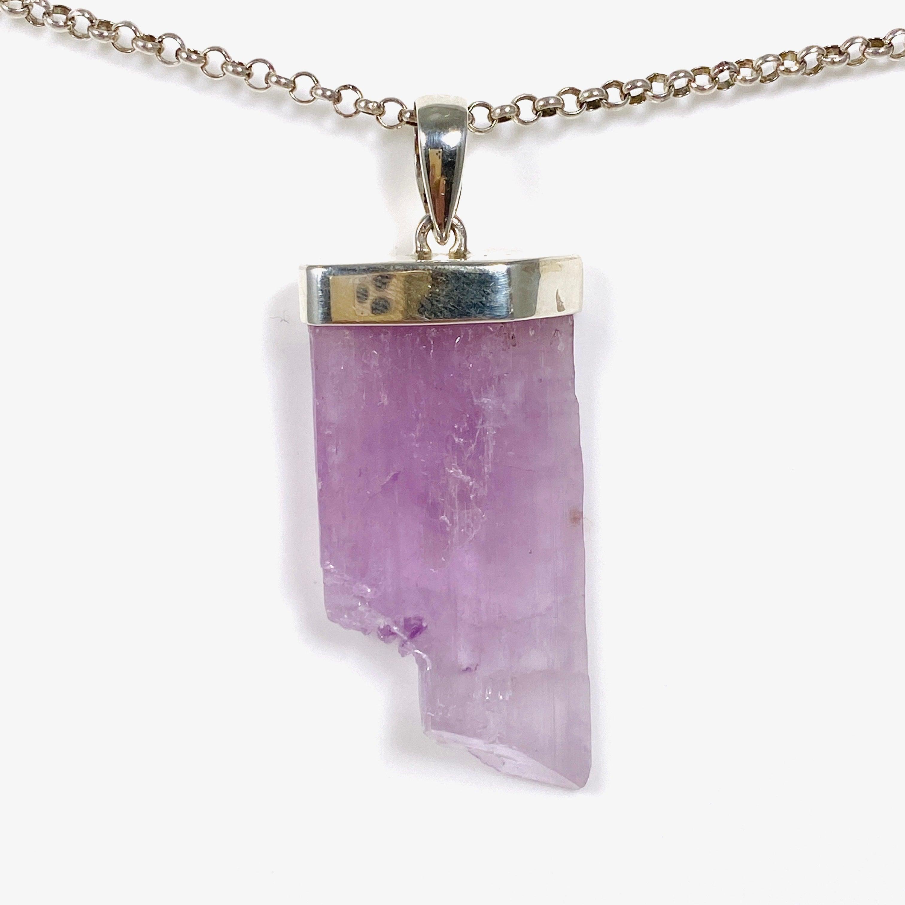 Natural Kunzite Raw Crystal Pendant Necklace - Genuine Pink Healing Stone Jewelry for Women - Spiritual Protection & Positive Energy - Perfect for Meditation, Yoga & Gift Giving