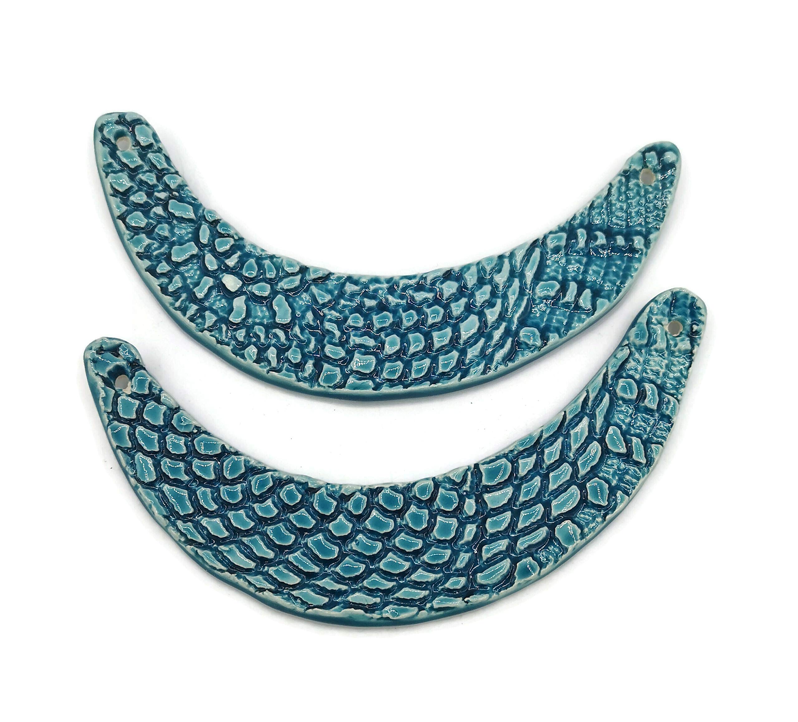 Handmade Blue Ceramic Bib Necklace for Women - Large Statement Pendant for Jewelry Making & DIY Crafts | Perfect for Parties, Weddings & Boho Fashion Accessories