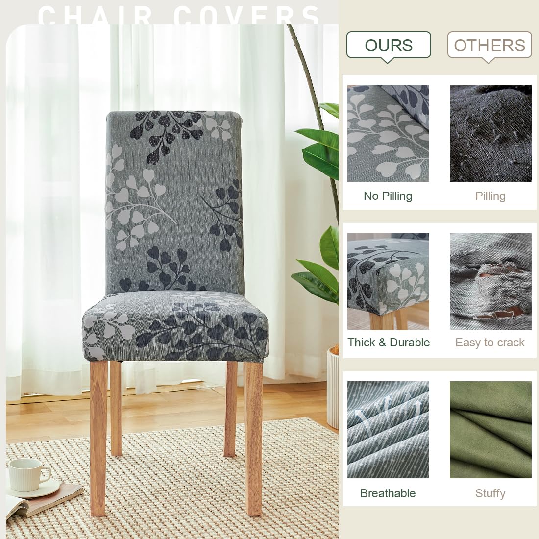 Stretch Dining Chair Covers 6-Pack - Washable Spandex Slipcovers for Parsons Chairs | Blue Kitchen & Dining Room Chair Protectors | Perfect for Home Decor, Parties & Everyday Use