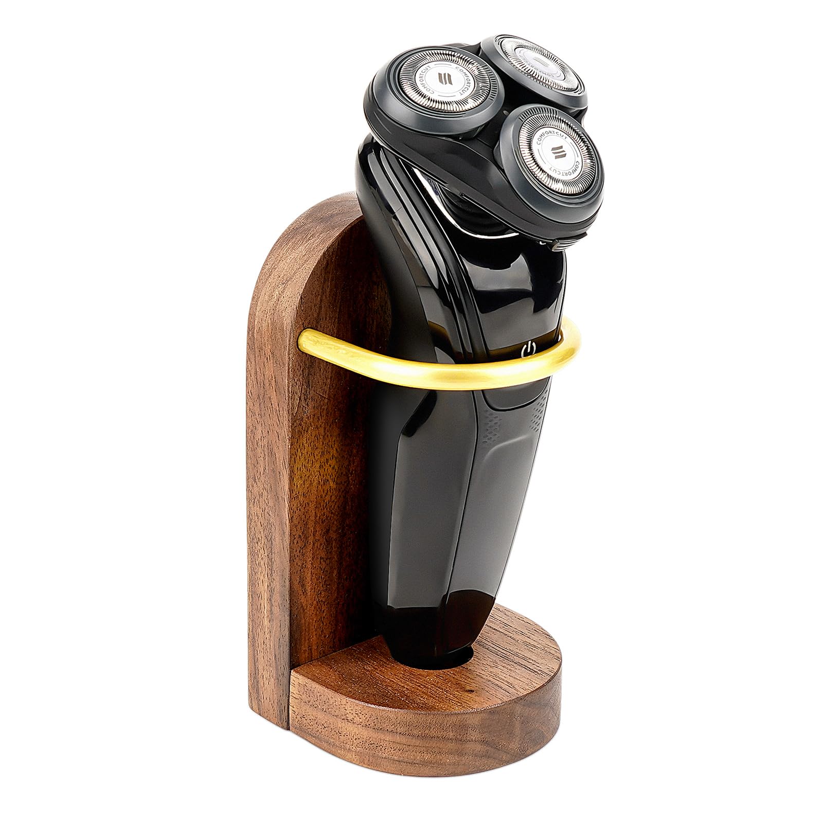 Linkidea Electric Razor Holder Stand - Wall Mount Self Adhesive Razor Hanger for Philips Norelco Shaver 2400 - Wooden Bathroom Shower Storage Organizer for Electric Shavers - Perfect for Small Space Organization in Bathroom, Shower or Vanity