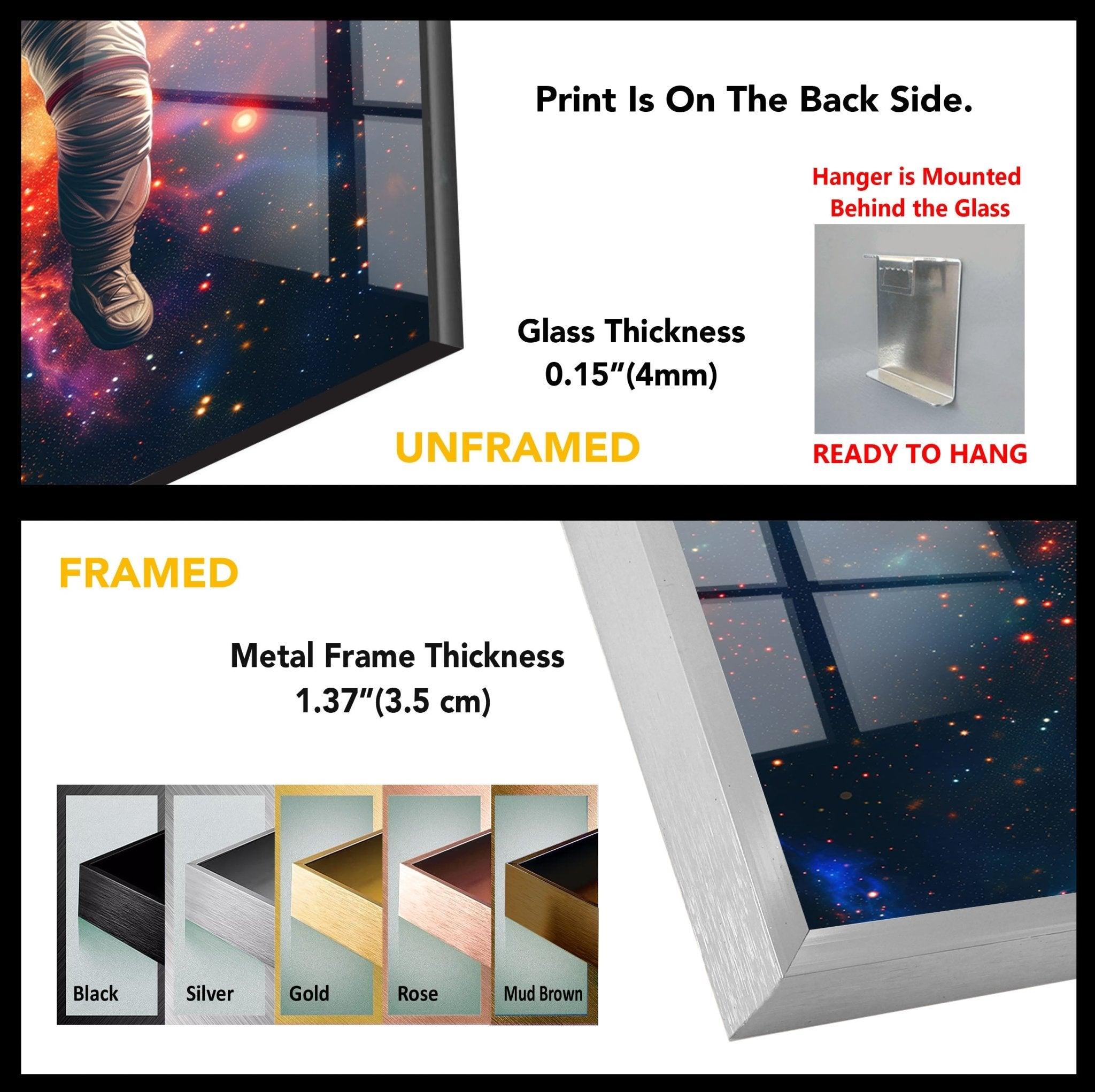 Astronaut in Space Glass Wall Art - Stunning Galaxy Decor for Living Room, Bedroom & Office - Perfect Space Themed Gift for NASA Lovers