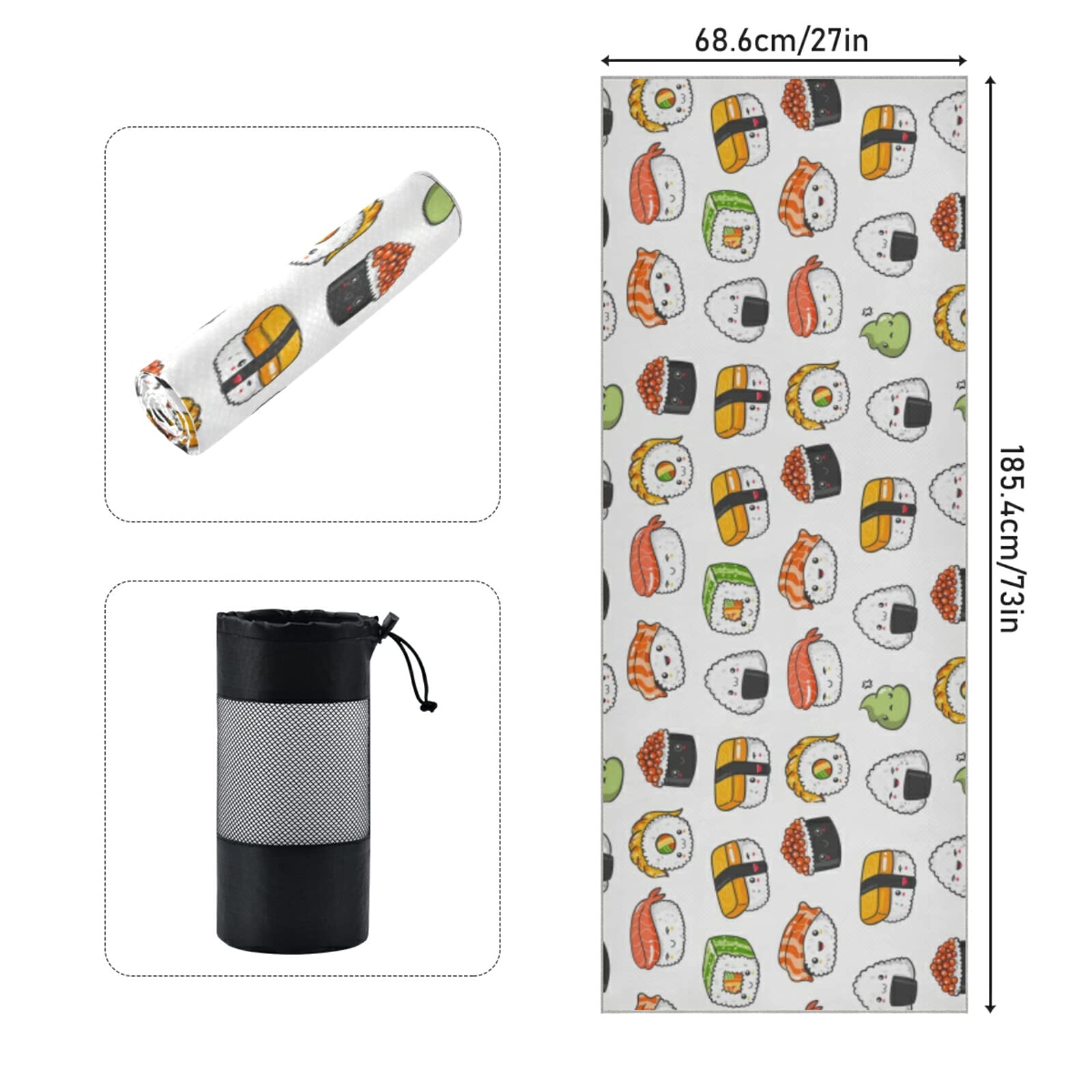 Non-Slip Yoga Mat Towel - Soft Sweat Absorbent Workout Towel for Pilates, Fitness & Exercise | Durable Folding Gym Towel with Carry Bag | Perfect for Hot Yoga, Home Workouts & Studio Sessions