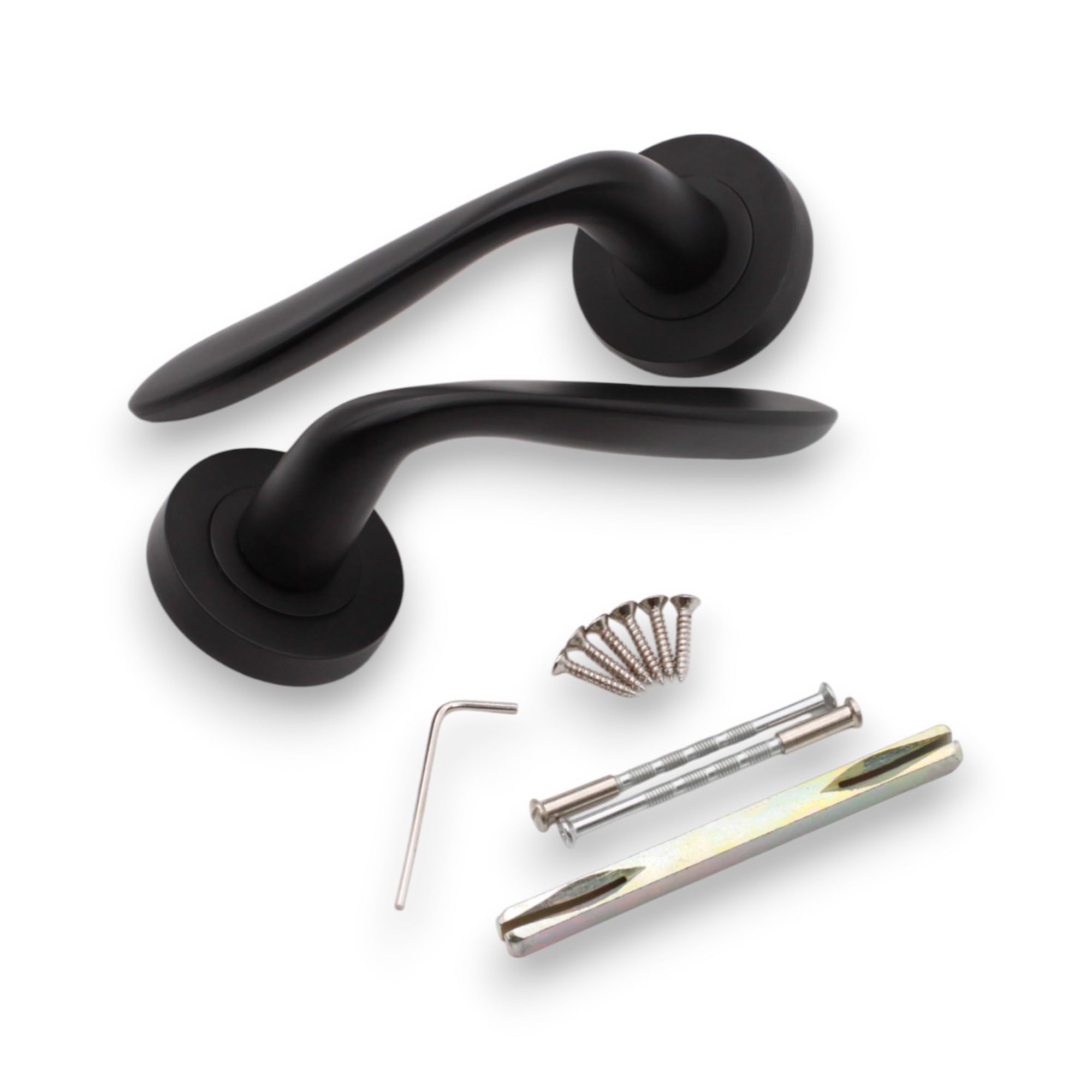 5-Pack Mars Internal Lever Rose Door Handles in Matte Black - Premium Door Hardware for Bedroom, Bathroom & Interior Doors - Infinity Decor