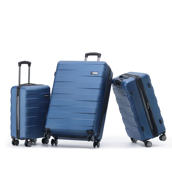ALC250 3A VORTEX 3-Piece Luggage Set - Durable Spinner Suitcases with TSA Lock, Lightweight Blue Travel Luggage for Business Trips & Family Vacations