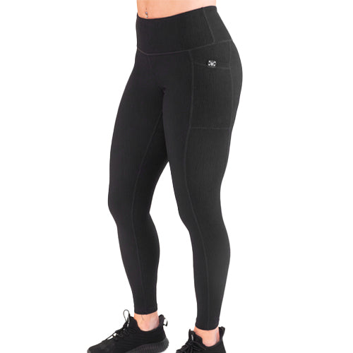 High Waist Ribbed Leggings for Women - Stretchy & Comfortable Black Yoga Pants - Perfect for Workout, Lounge & Everyday Wear