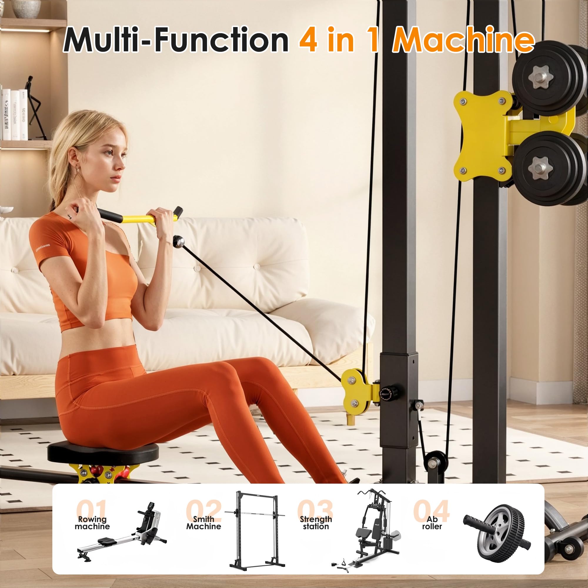 Soges Foldable LAT Pull Down and Rowing Machine - Multi-Functional Low Row Cable LAT Tower for Home Gym, Strength Training & Full Body Workout | Perfect for Small Spaces & Home Fitness Enthusiasts