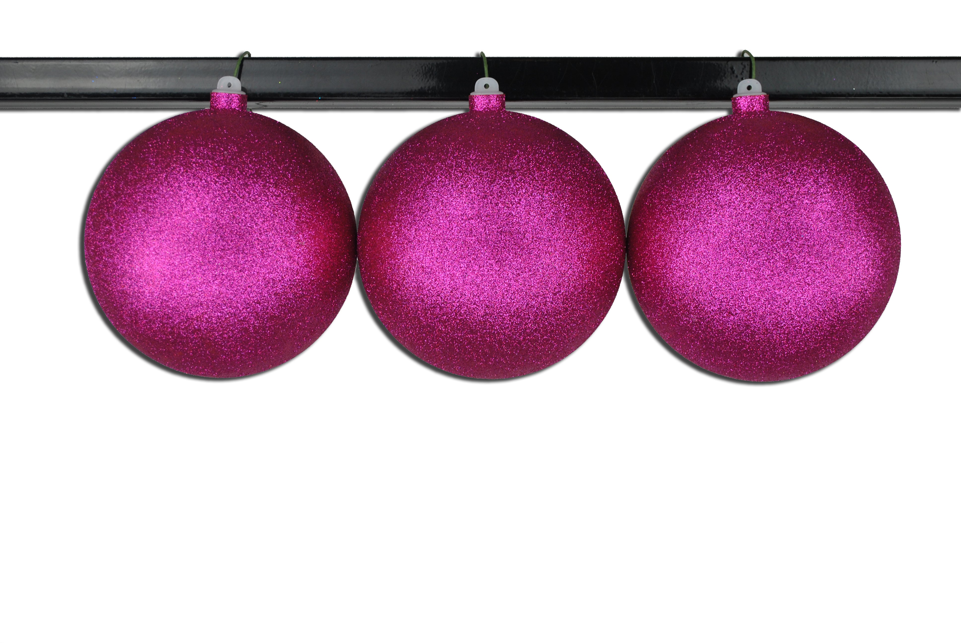 3 Pack 150mm (6 Inch) Pink Glitter Christmas Ball Ornaments with Hanging Wire - Perfect for Holiday Tree Decorations, Party Favors, and Festive Home Decor