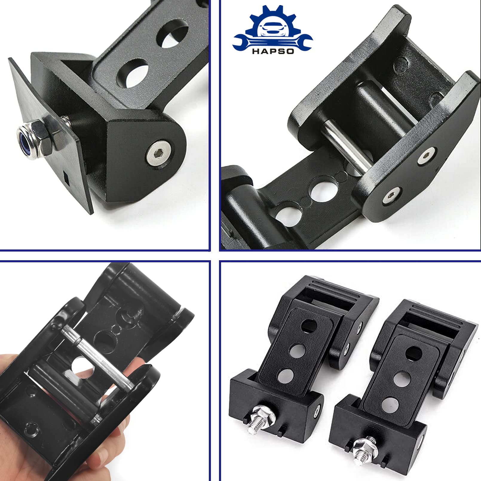 Wrangler Hood Latches Black Adjustable Hood Pins for 2007-2018 Jeep Wrangler JK JKU - Stainless Steel Lock Catch Kit Accessories (Round Hole Style) - Perfect for Off-Roading & Jeep Customization
