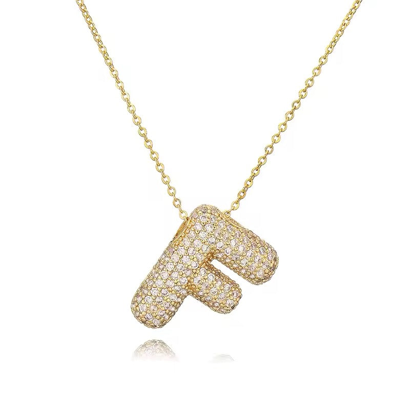 ROMALI 18K Gold Plated Zirconia Balloon Initial Necklace for Women - Personalized A-Z Letter Pendant Jewelry Gift for Birthday, Anniversary, Valentine's Day