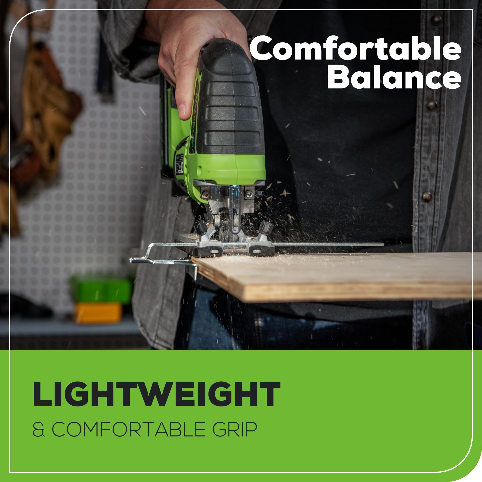 Greenworks 24V Brushless Jigsaw with 4Ah Battery - 3000 SPM, 45° Cutting Angle, 4 Orbital Motion Settings - Ideal for Woodworking, DIY Projects & Home Renovations