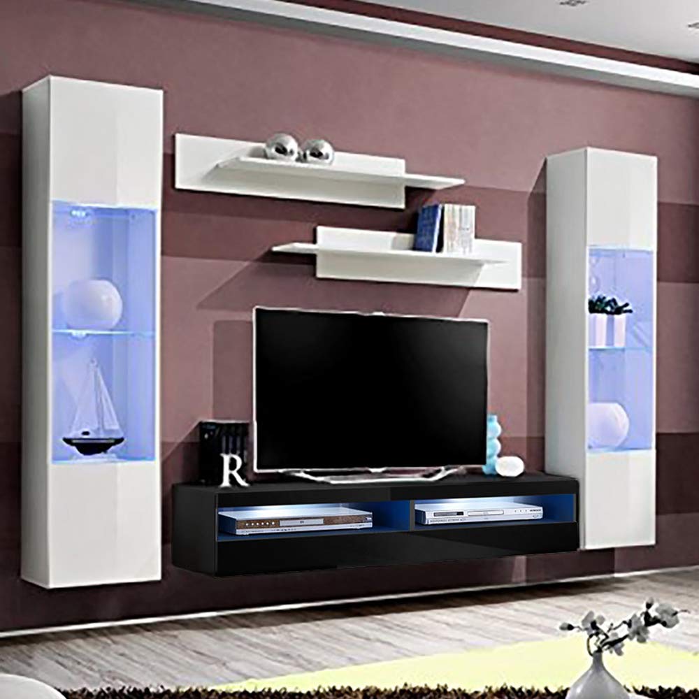 Modern Floating TV Stand with Storage & LED Lights - Wall-Mounted Entertainment Center for Bedroom & Living Room - 35
