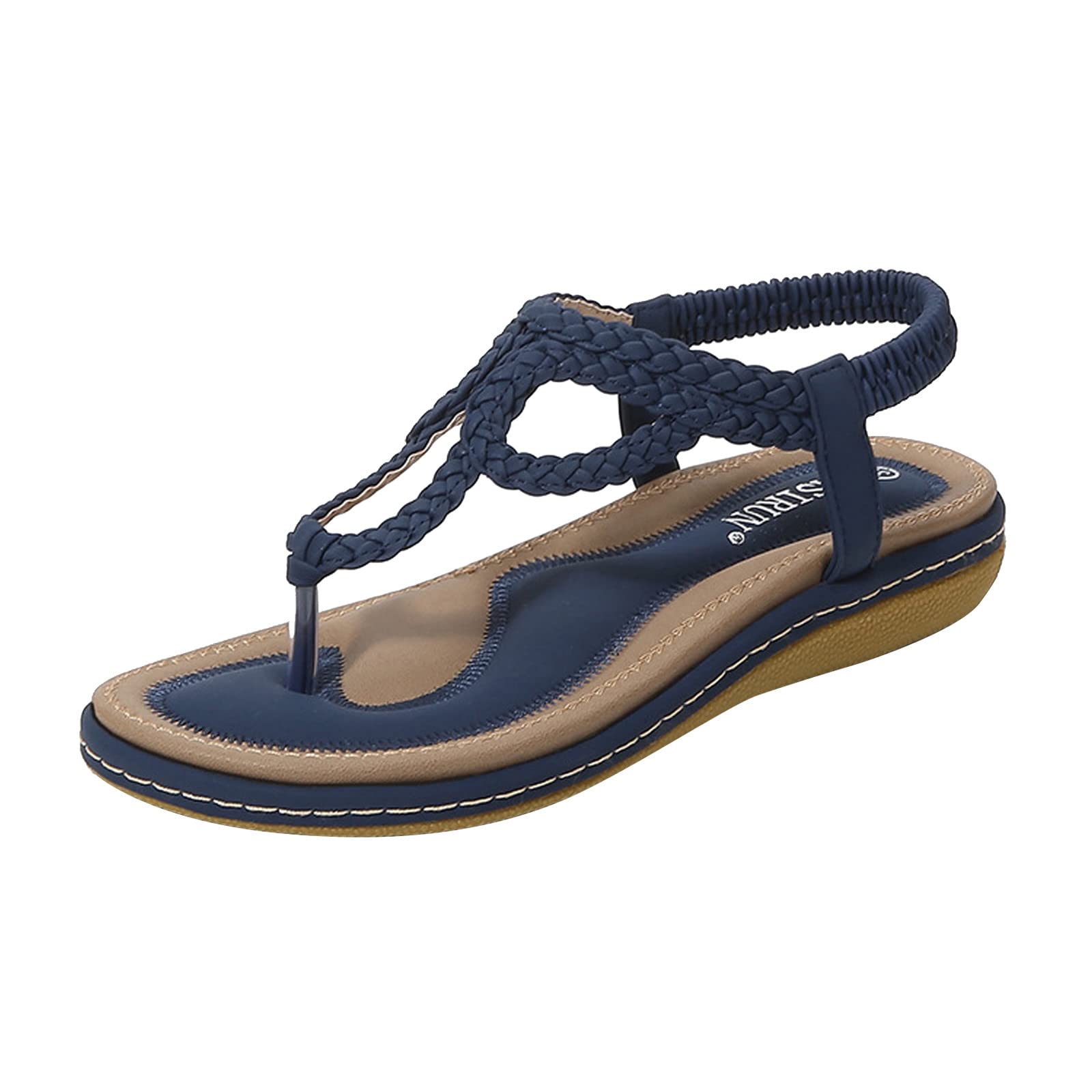Women's Open Toe Wedge Sandals with Buckle Straps - Summer Fashion Shoes for Casual Outings & Beach Vacations (Blue, Size 10)
