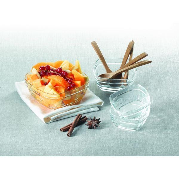 Duralex Lys Square Lidded Bowls - 4-Piece Set, Tempered Glass Food Storage Containers for Kitchen, Microwave & Freezer Safe - Perfect for Meal Prep, Leftovers & Pantry Organization