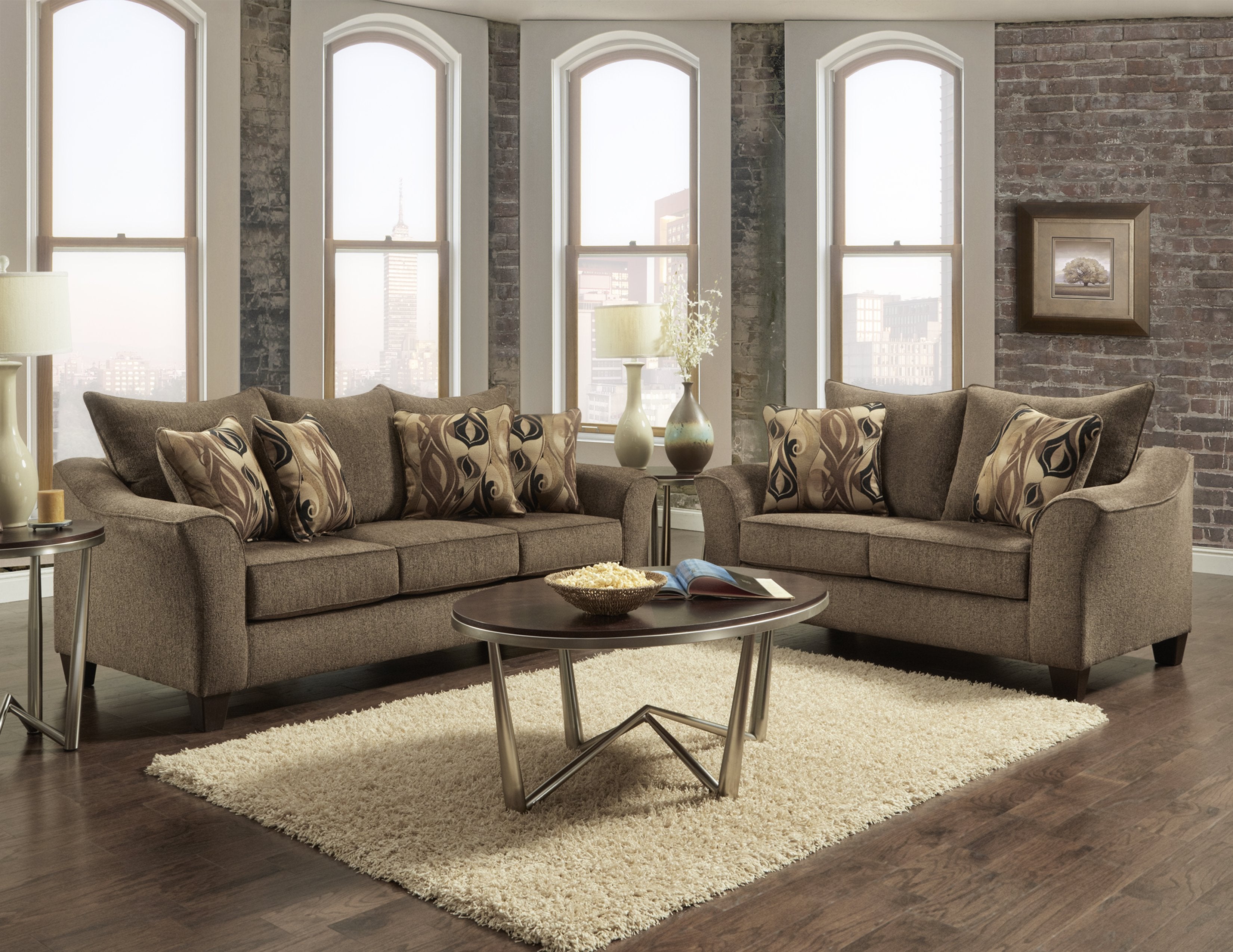 Camero Cafe Fabric Pillowback Loveseat - Comfortable Small Sofa for Living Room, Apartment & Cozy Spaces | Perfect for Relaxing, Reading & Entertaining Guests