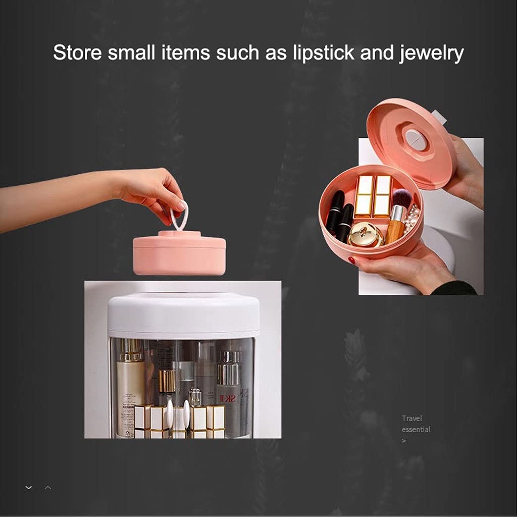 360° Rotating Makeup Organizer with Drawer - Large Capacity Cosmetic Display Case & Storage Solution for Vanity, Salon, and Travel Use