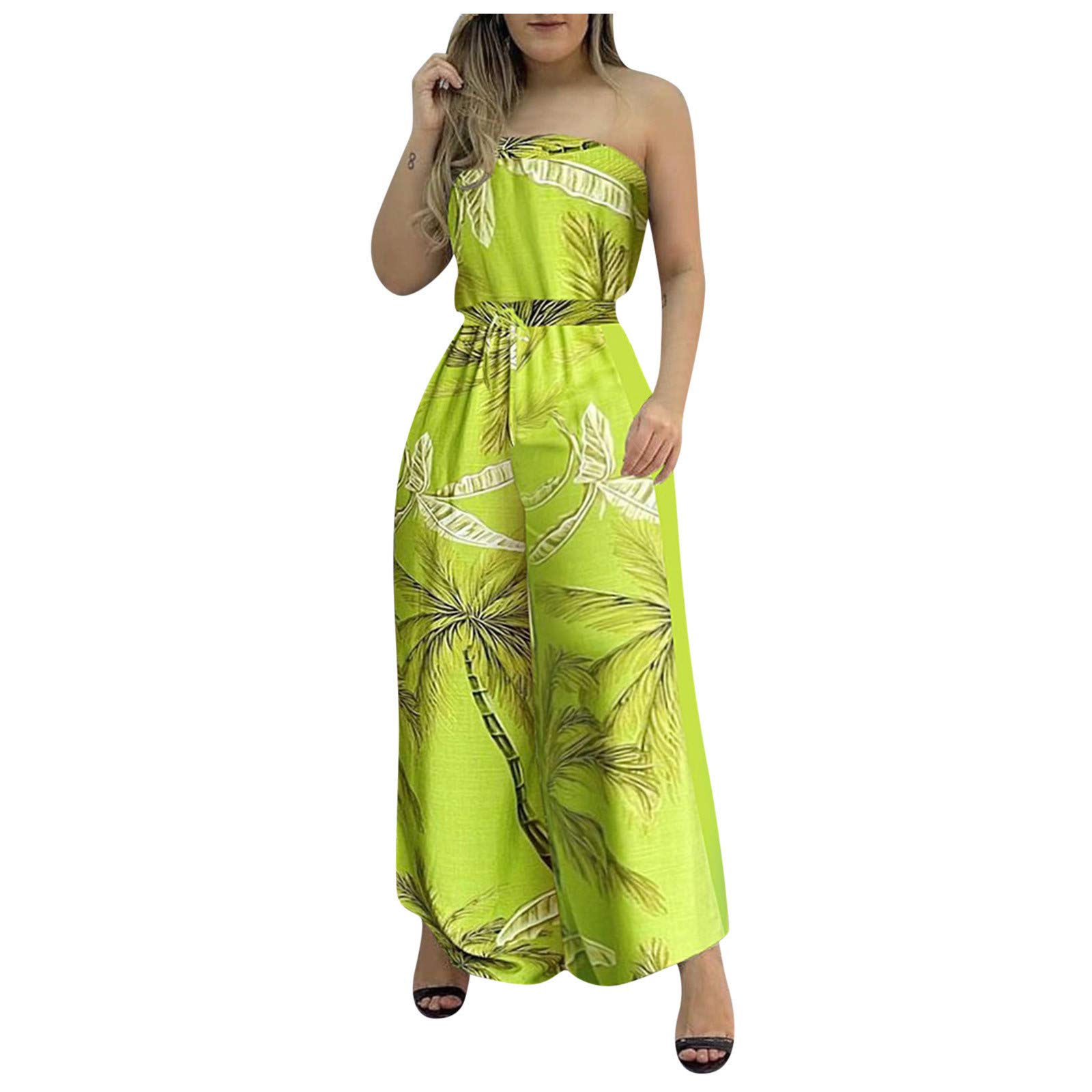 Elegant Backless Floral Print Jumpsuit for Women - Petite Halter Neck Fashion Suit with High Slit Leg - Perfect for Summer Parties, Beach Vacations & Date Nights