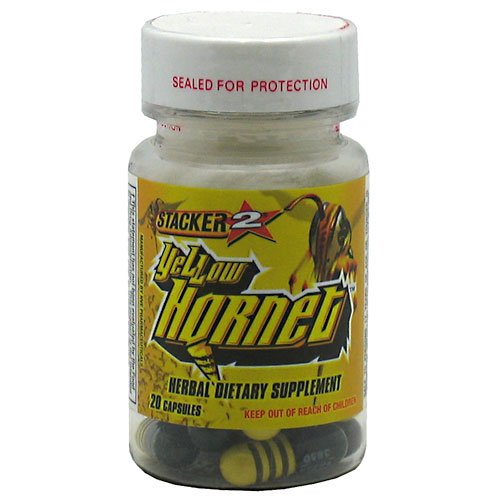 Stacker 2 Yellow Hornet Fat Burner & Energy Supplement - 20 Capsules Bottle for Weight Loss & Workout Boost | Pre-Workout & Fitness Support
