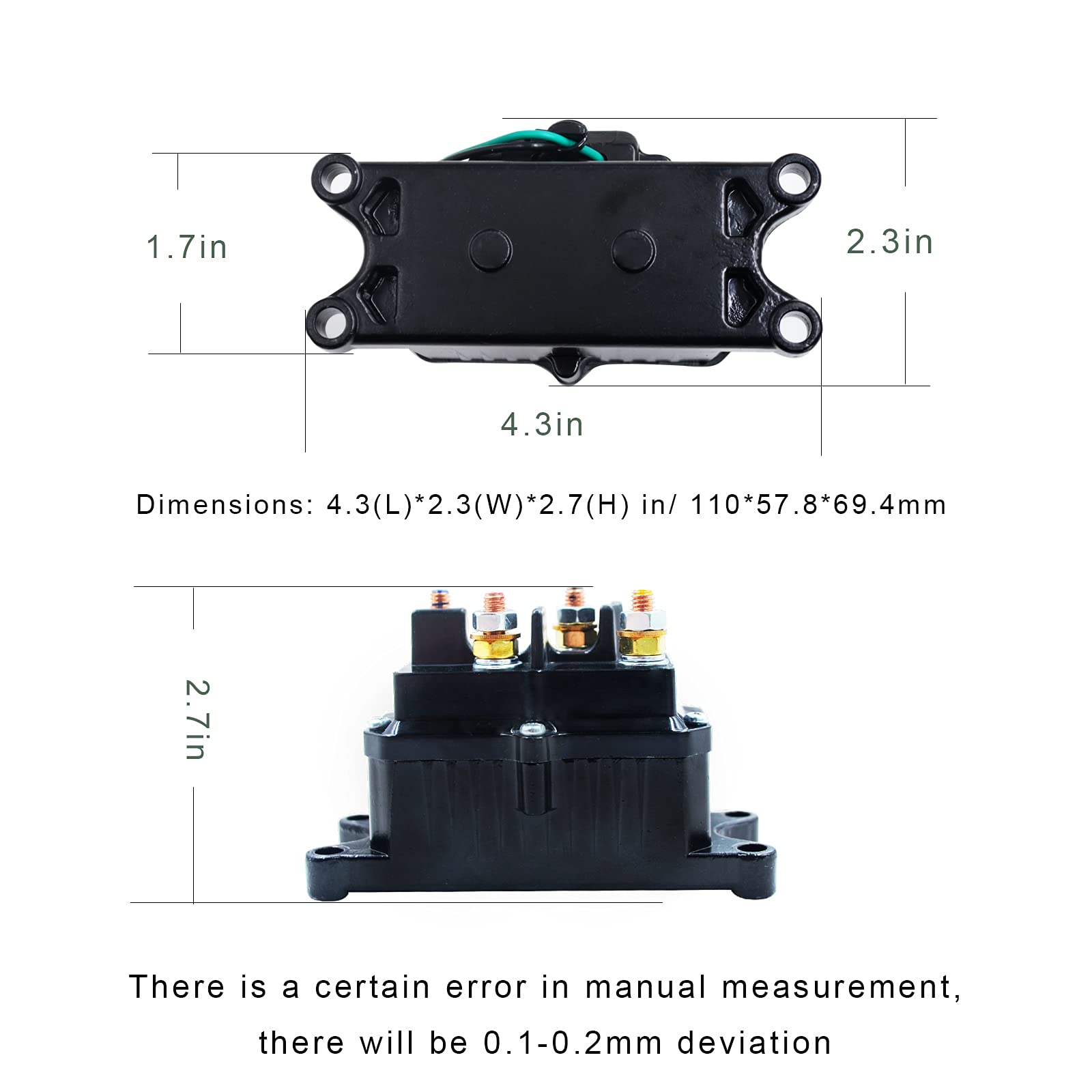 12V 250A Heavy Duty Starter Solenoid Relay - Compatible with WARN RT15, RT25, RT30, XT15, XT25, XT30, RT40, XT40 Winches - Perfect for Off-Road, ATV, UTV, and Truck Winch Systems
