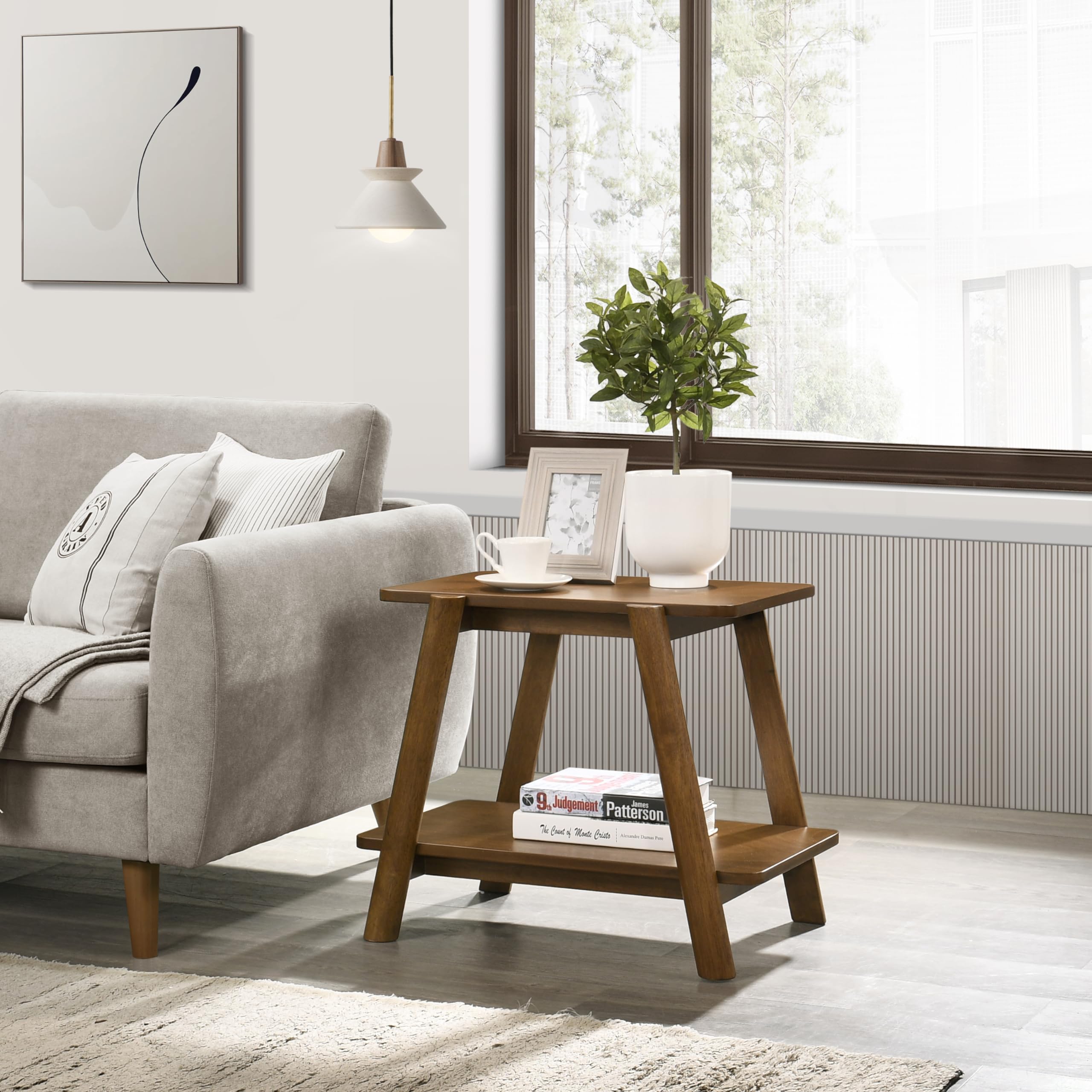 Roundhill 3-Piece Walnut Coffee Table Set for Living Room Decor