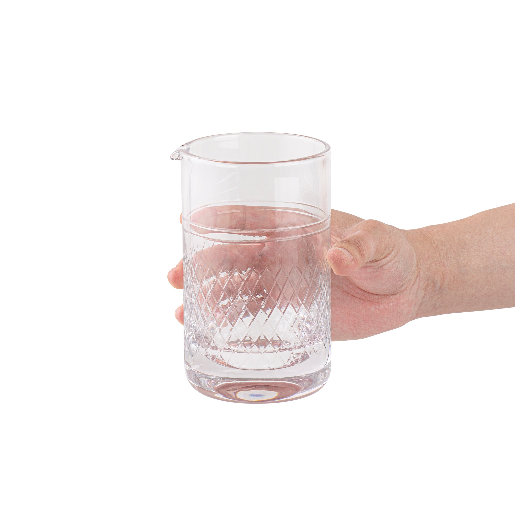 Premium 17 oz Hand Blown Crystal Cocktail Mixing Glass - Diamond Cut Pattern, Bar Lux Brand, 3.75