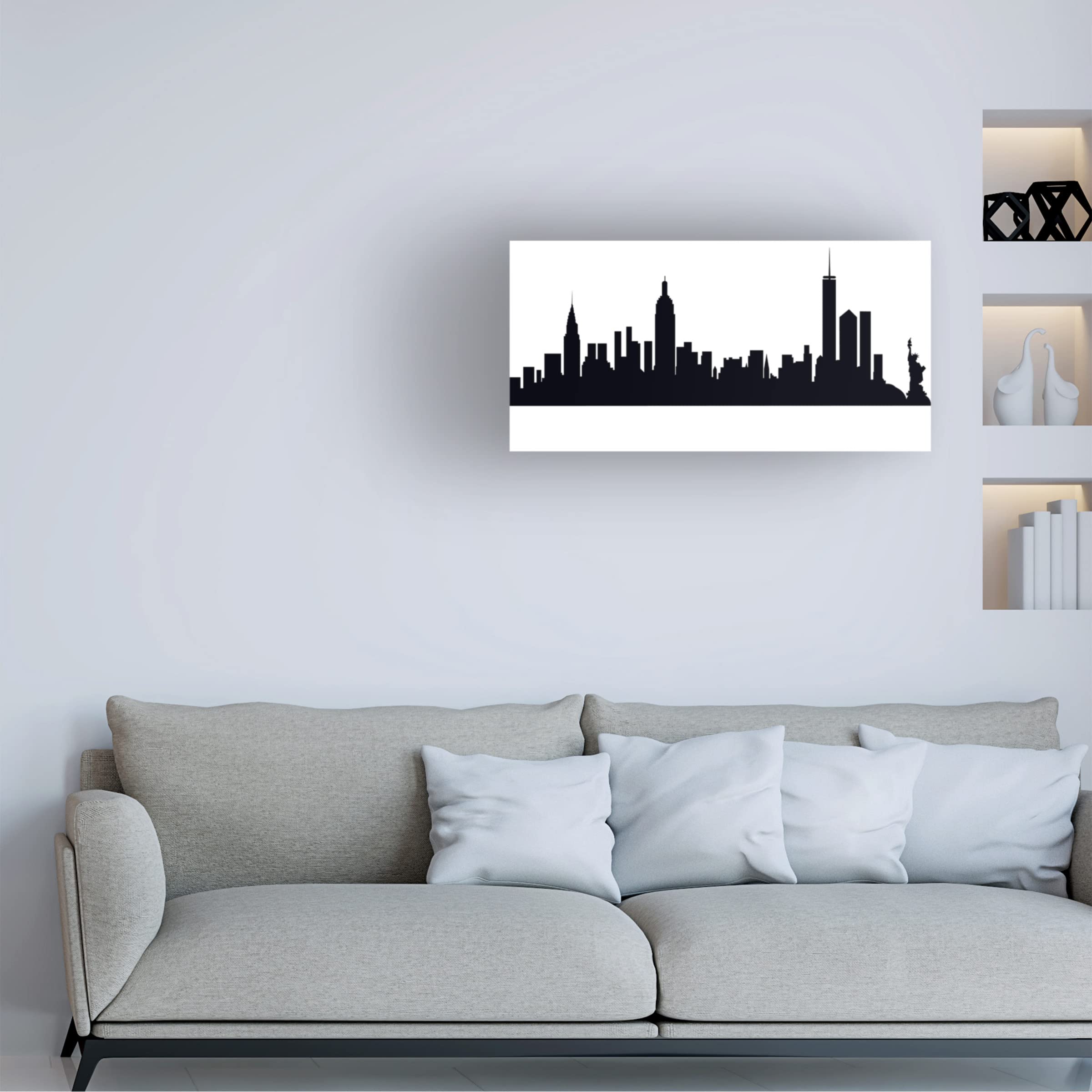 Trademark Fine Art 'New York' Canvas Wall Art Print by Marlene Watson - 24x47 Inches - Modern Cityscape Decor for Living Room, Office & Home