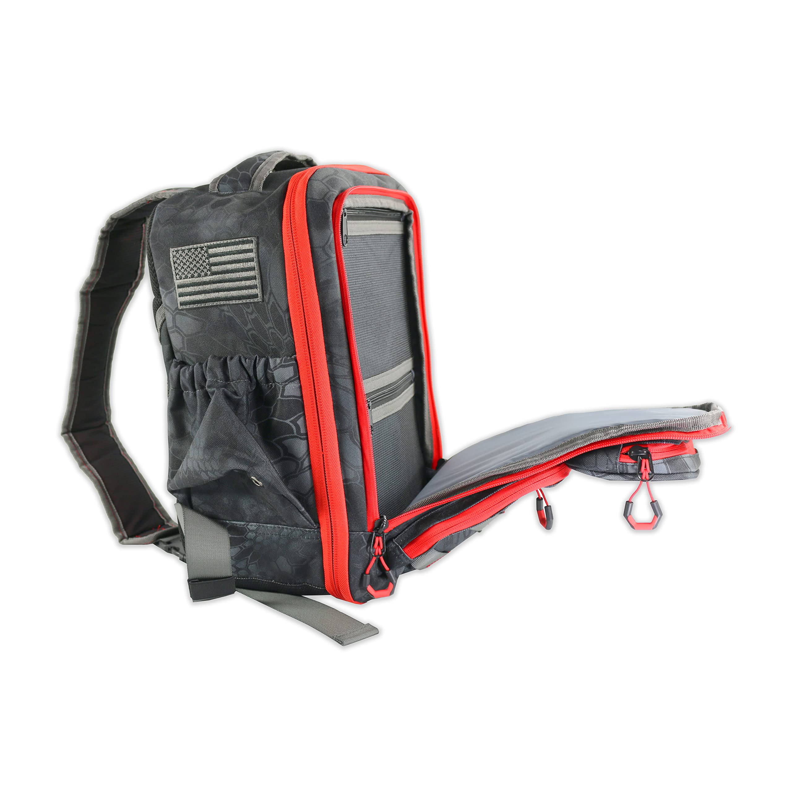 EGO Kryptek Tactical Fishing Backpack - Waterproof 1000D Nylon Tackle Box with 4 Storage Trays, Molle System & Multiple Pockets - Durable Gear Bag for Bass Fishing, Camping & Outdoor Adventures