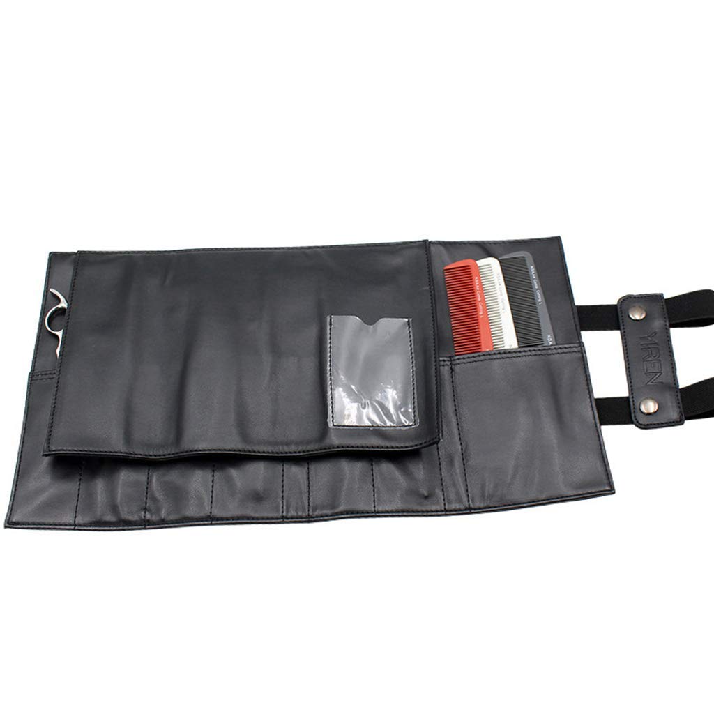 Professional PU Leather Hairdressing Scissor Bag - Hair Stylist Tool Organizer with Storage Pockets for Salon Shears, Combs & Accessories (Black) - Perfect for Salon Professionals & Mobile Hairstylists