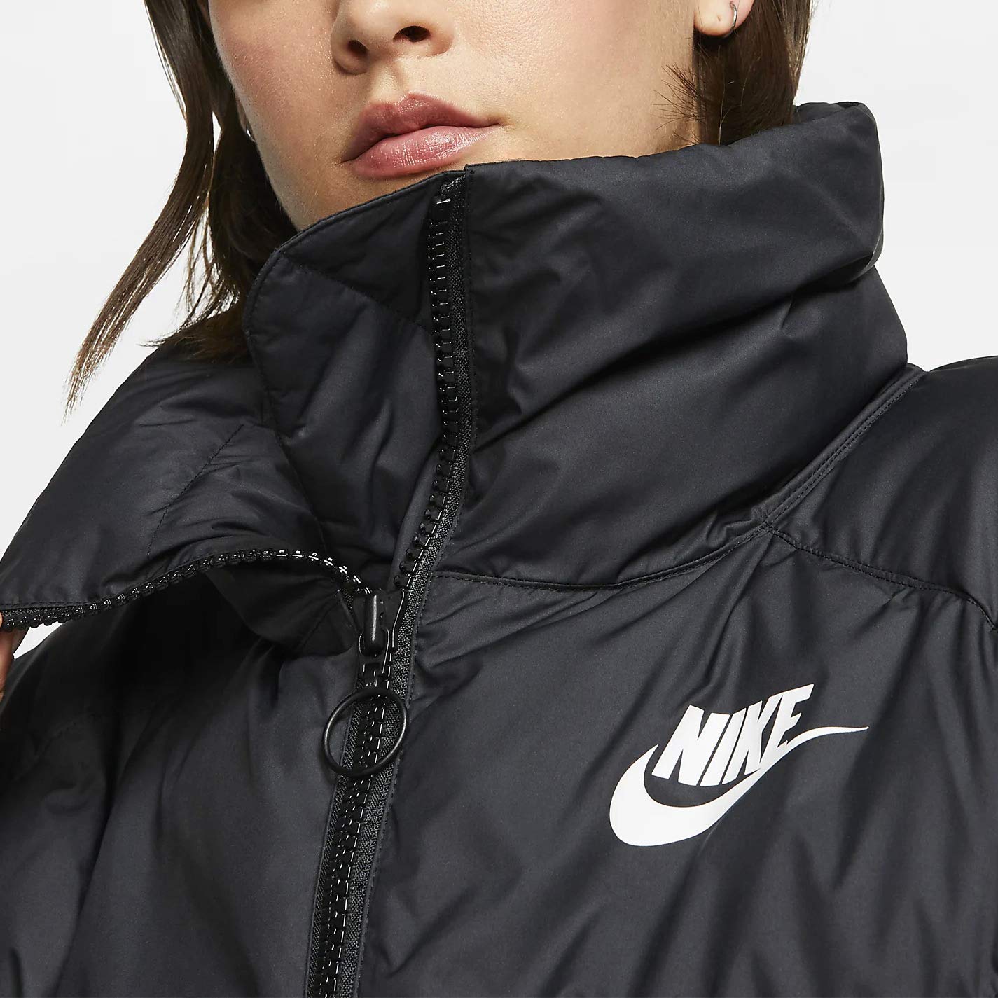 Nike Women's NSW Synthetic Fill Jacket - Black/White, Size XL | Water-Resistant Winter Coat for Outdoor Activities, Running & Casual Wear (Style CD4216-010)