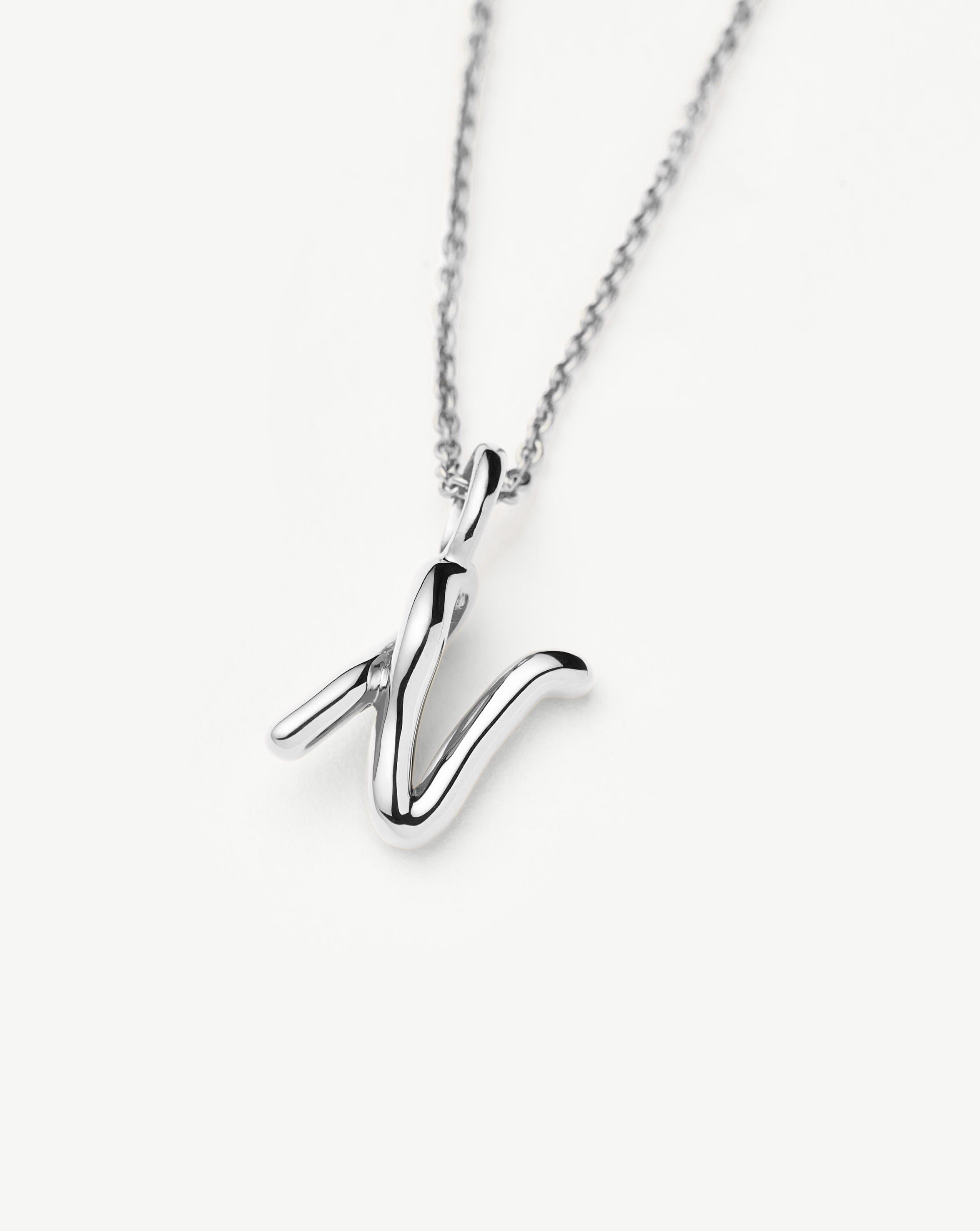 Curly Molten Mini Initial Necklace - Sterling Silver Personalized Jewelry for Women | Gift for Her, Birthday, Anniversary, Valentine's Day